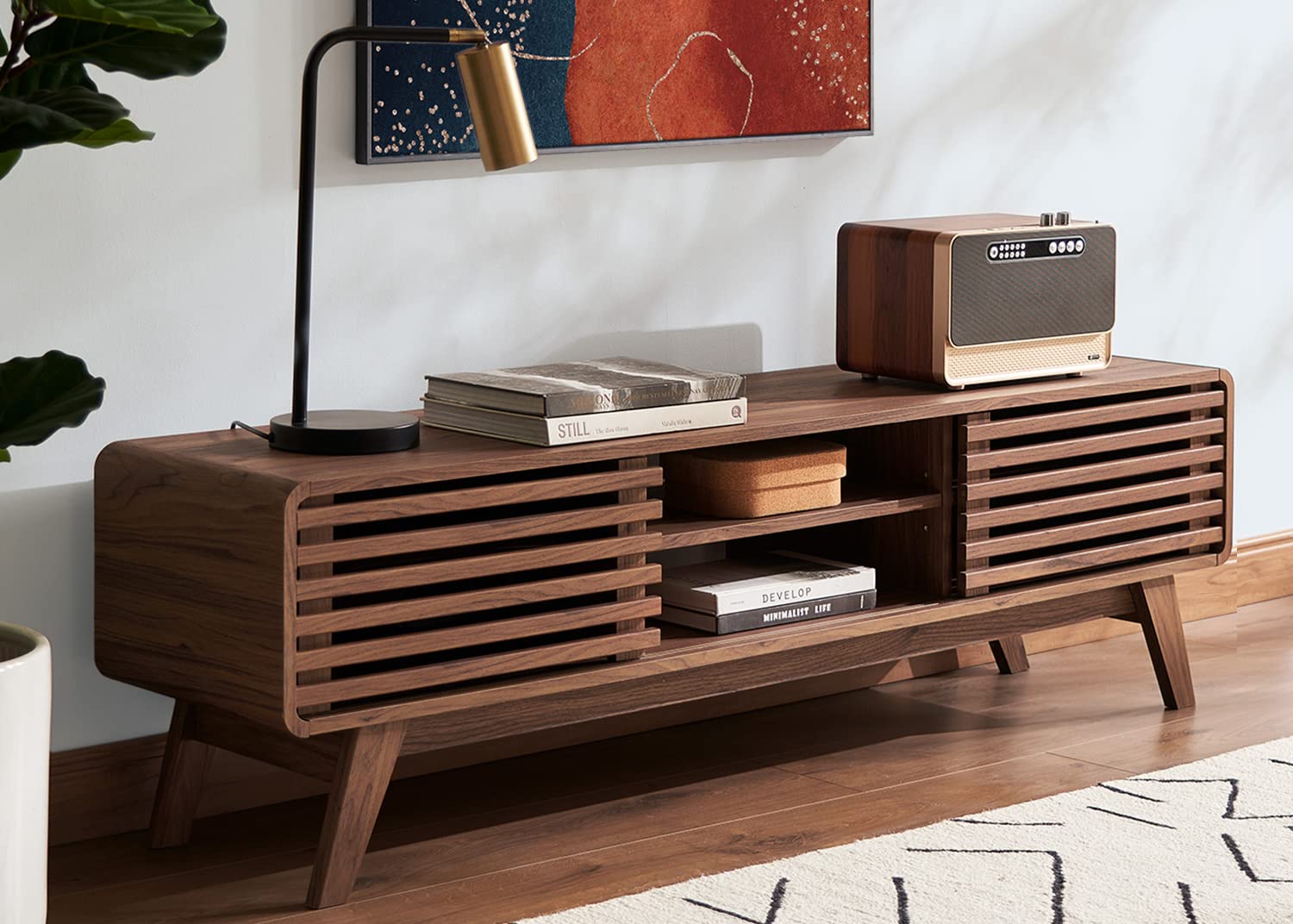 mopio Ensley 59 Walnut TV Stand for 55/60/65 inch TV