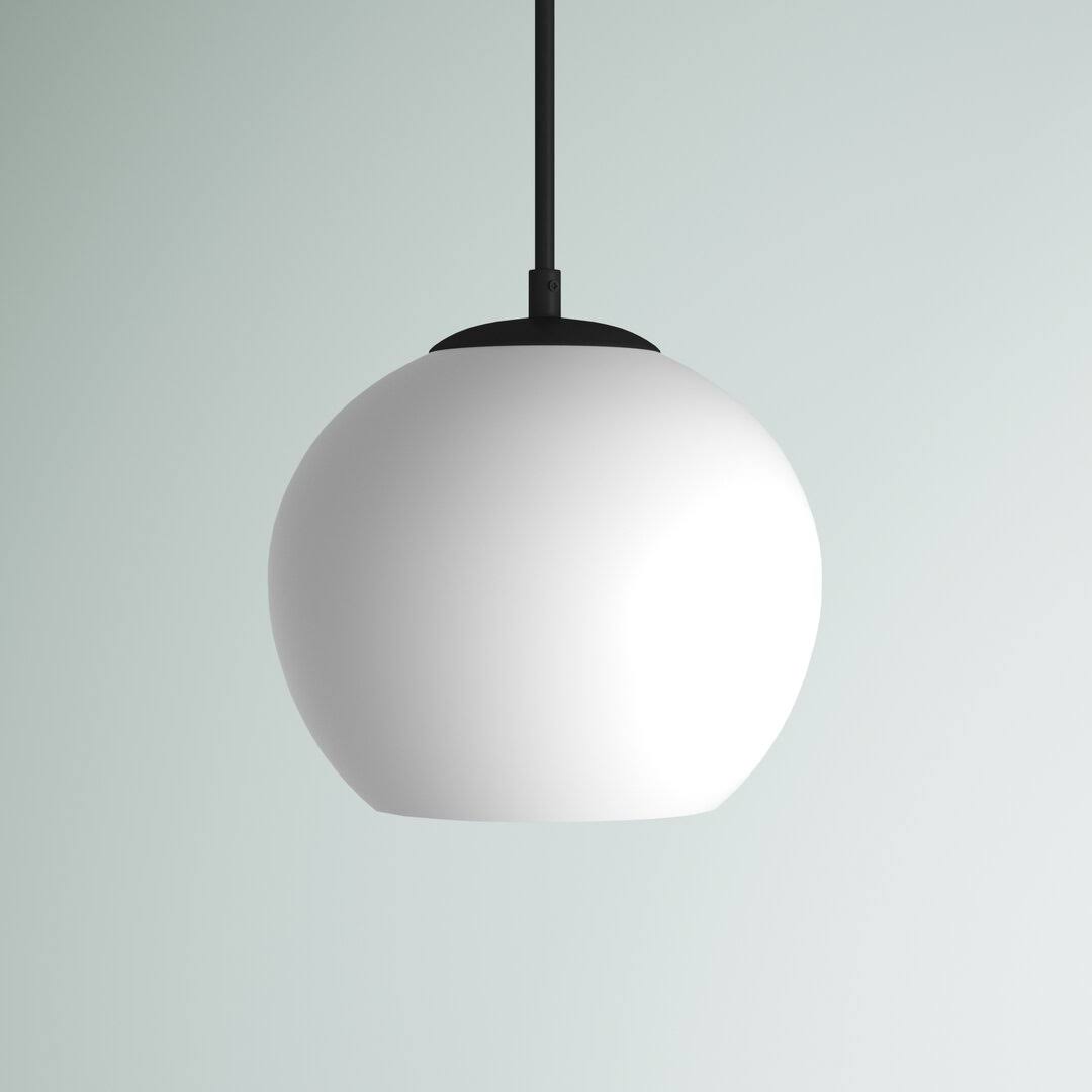 Snead 1 - Light Single Globe Pendant Mercury Row Finish: Black, Shade Color: Frosted White, Size: 9.9