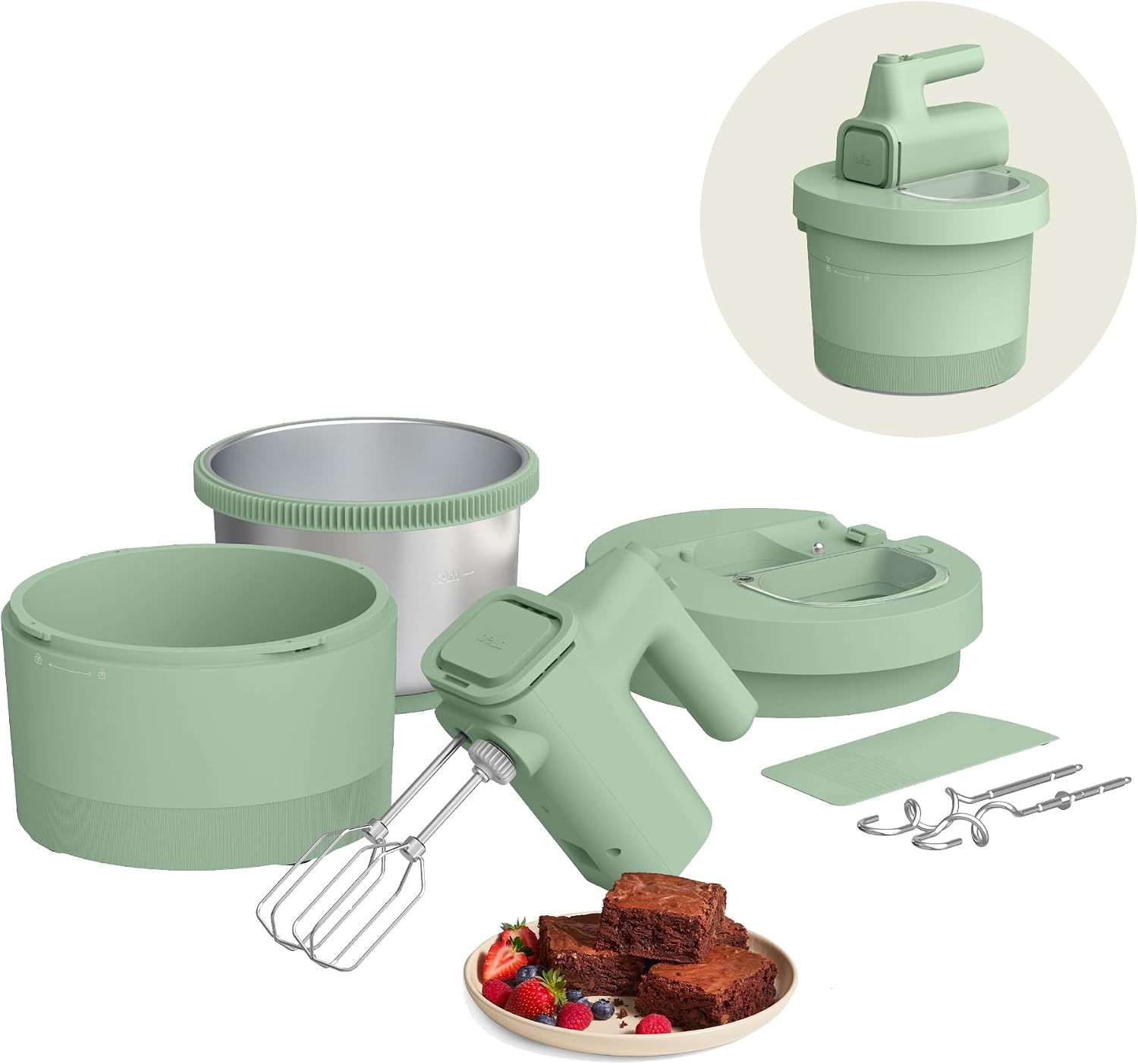 bella 3.5 Qt Hand & Stand Mixer, 2 in 1 Electric Mixer with Bowl, Plum
