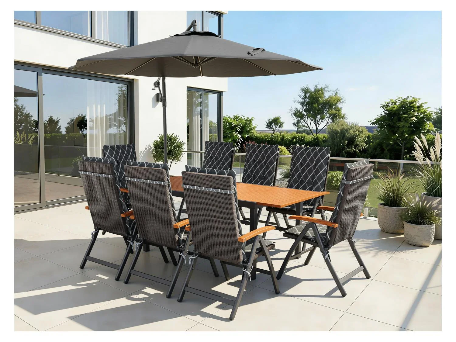 LIVARNO home Table de jardin + Lot de 8 fauteuils en rsine tresse Valencia