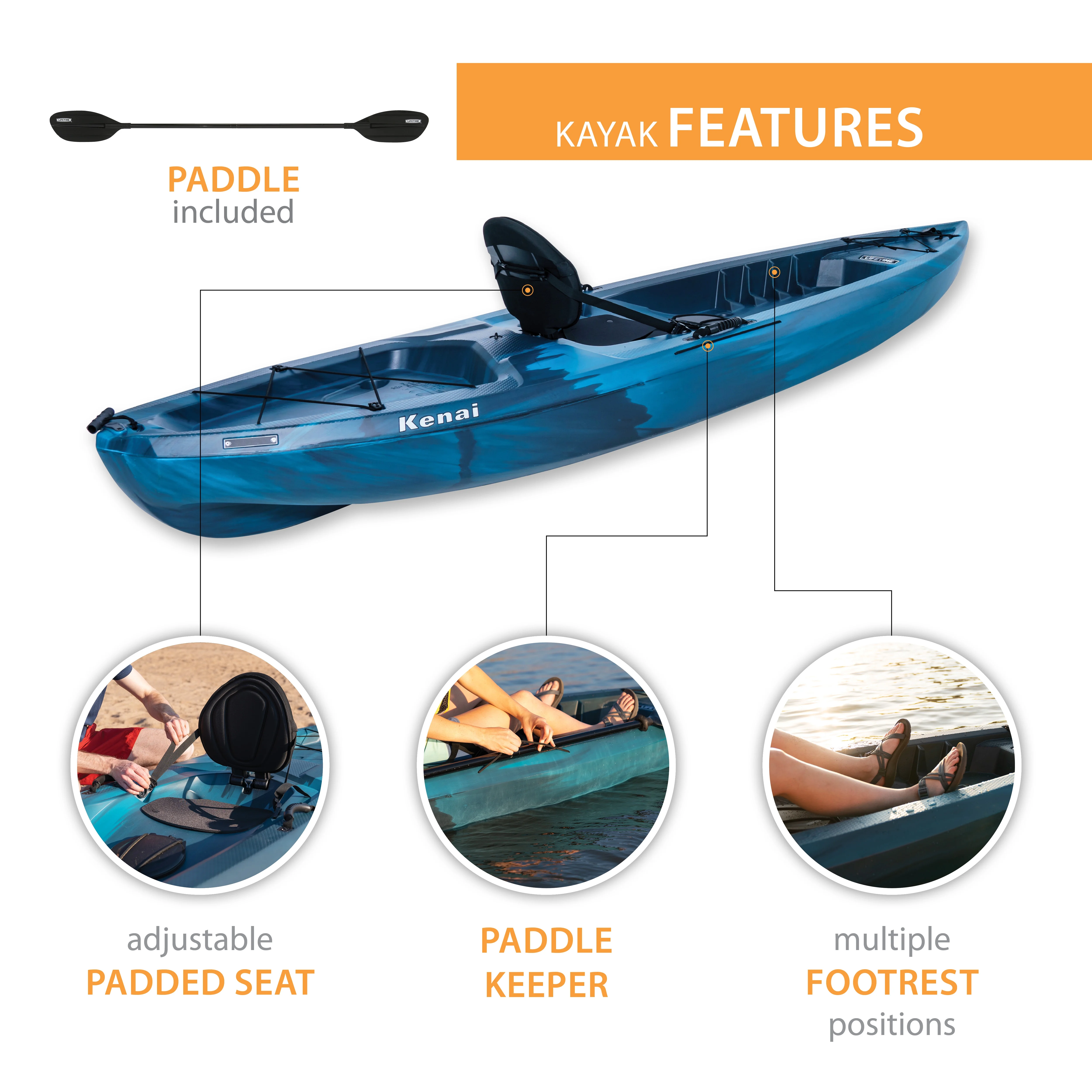 10.25 Ft. Kenai Sit-on-Top Kayak, Lightning Fusion (91211) - Image 5
