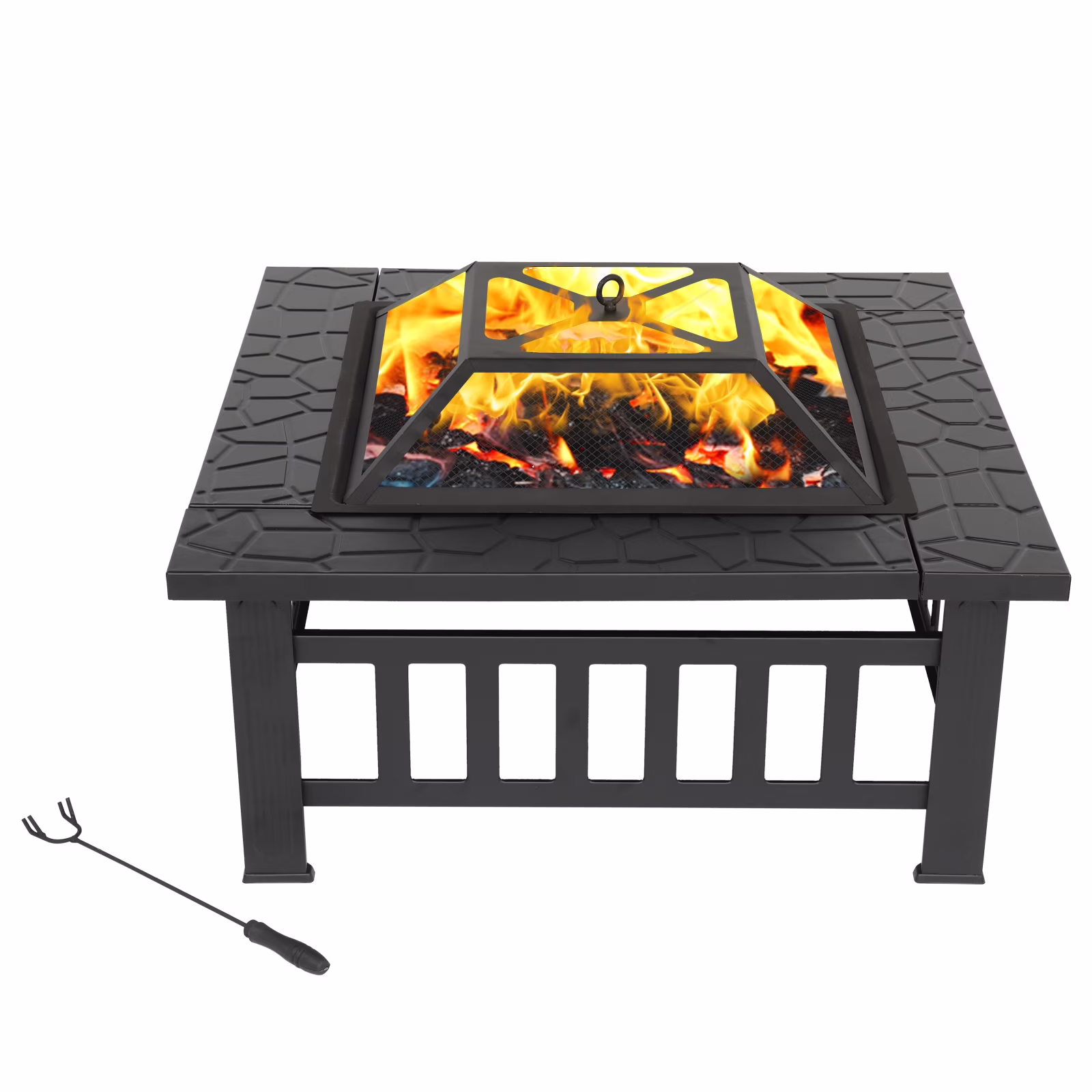 Zimtown Outdoor 32 Square Fire Pit Garden Stove Brazier For Barbecue