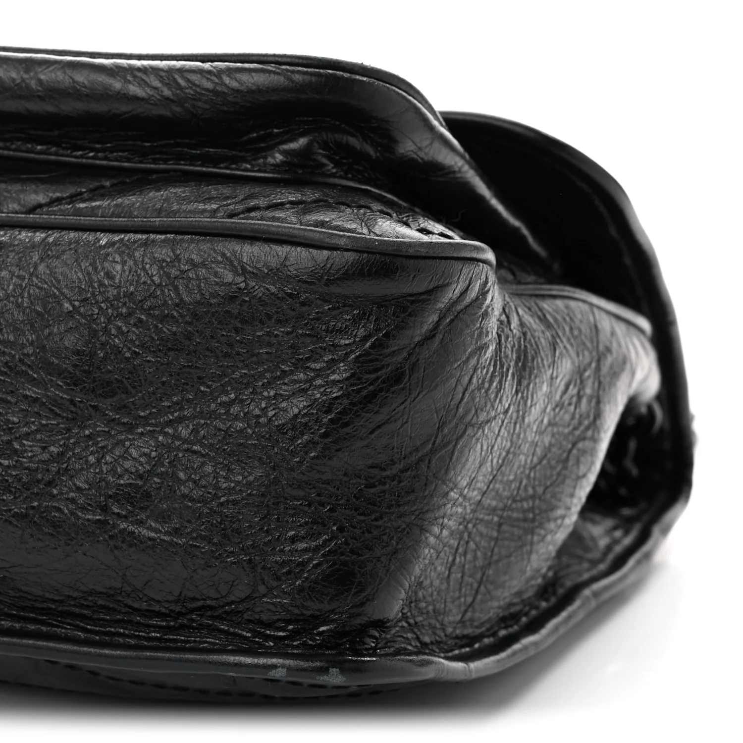 Crinkled Calfskin Matelasse Monogram Medium Niki Chain Satchel Black