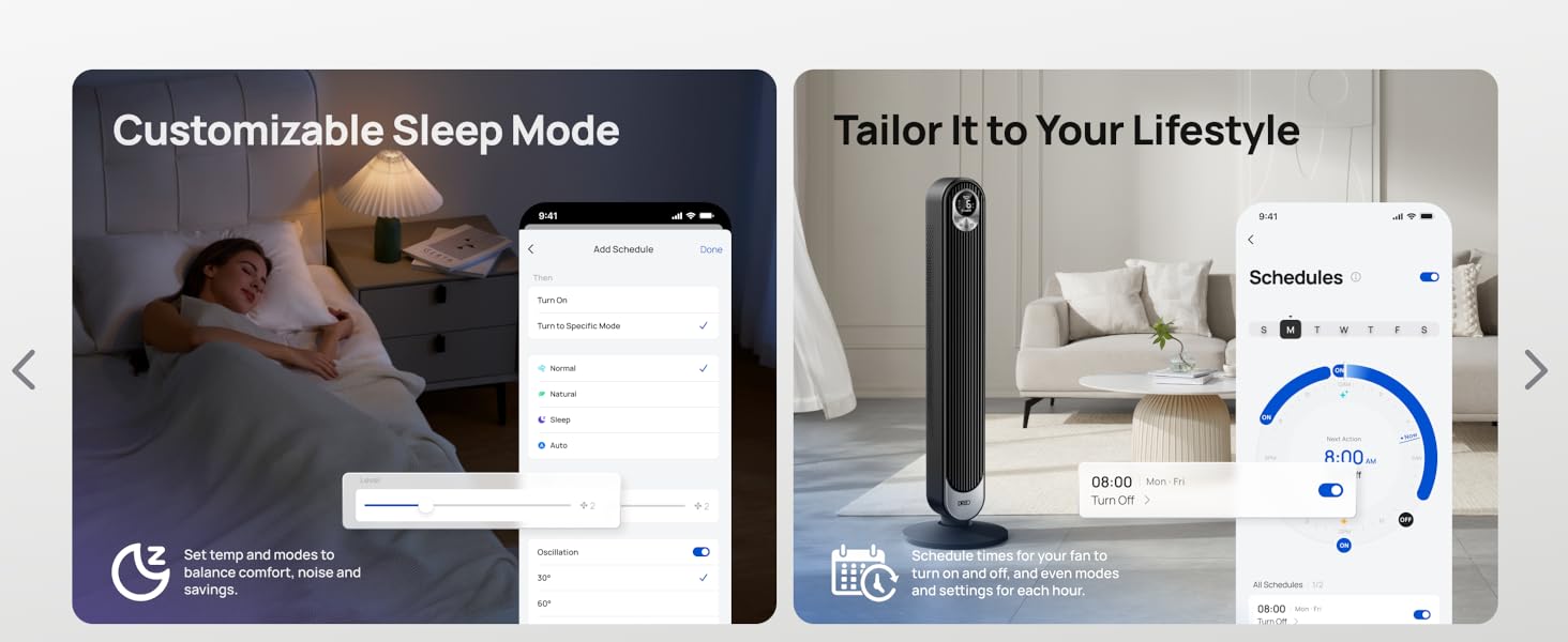 Dreo Smart Tower Fan WiFi Voice Control Floor Standing Bladeless Oscillating Fan with Remote-4-2
