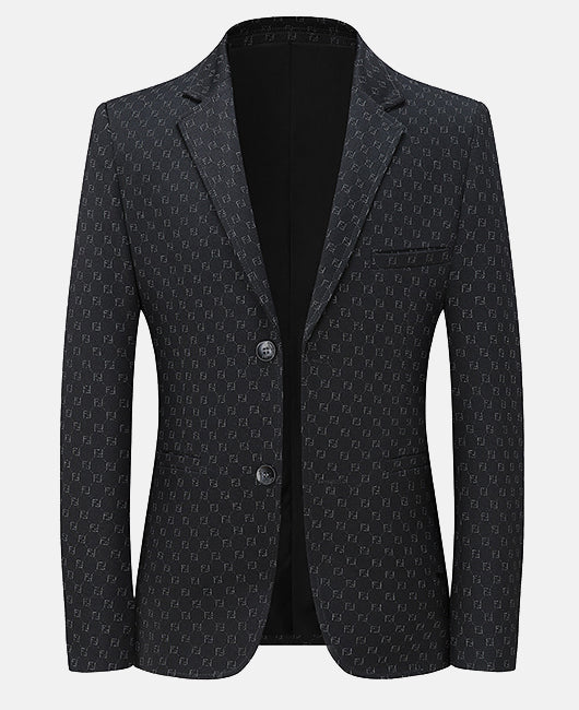 Blazer élégant à col revers et deux boutons, en jacquard uni.