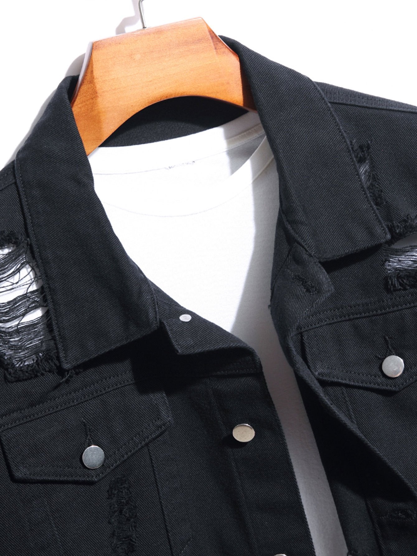 Veste en jean déchirée pour homme