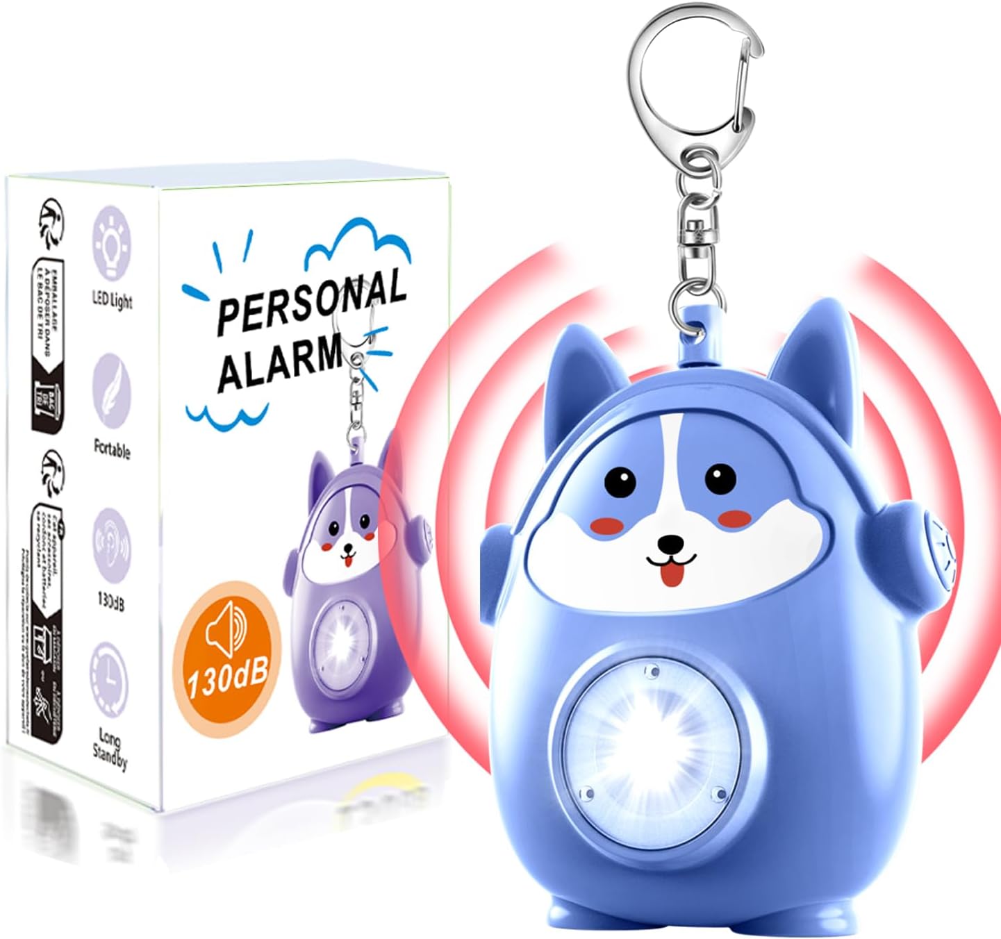 Personal Safety Alarm for Women - 130dB Self Defense Keychains Siren with LED Strobe Light, Personal Emergency Security Safe Devices Key Chain Alarms for Children (Dark Black)