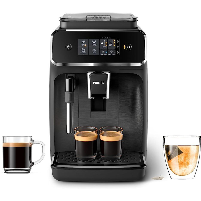 Machine à expresso entièrement automatique Philips série 2200 - mousseur à lait classique, 2 variétés de café, écran tactile intuitif, noire