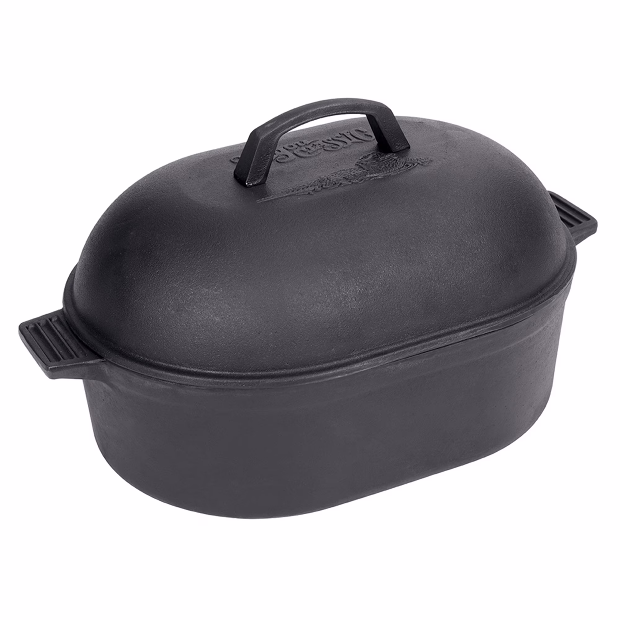 Bayou Classic 7418 12 - Qt Cast Iron Oval Roaster with Lid