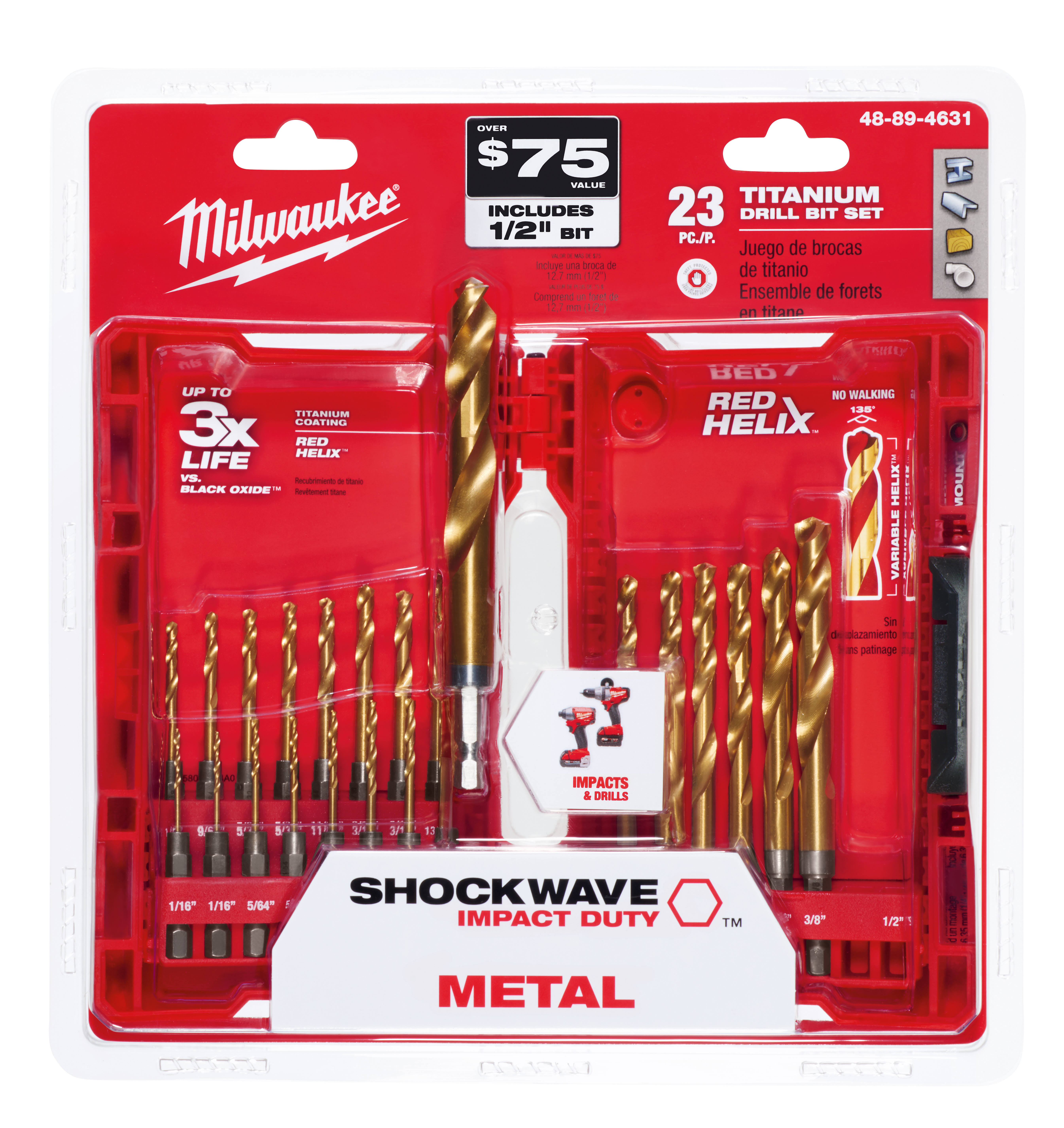 Milwaukee 48-89-4631 Titanium Shockwave Drill Bit Set, 23-Piece