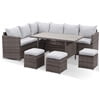 7 Pcs Outdoor Wicker Dining Set Patio Sectional Conversation Set with Table,Steel Frame,Ivory(Blue) Image 4