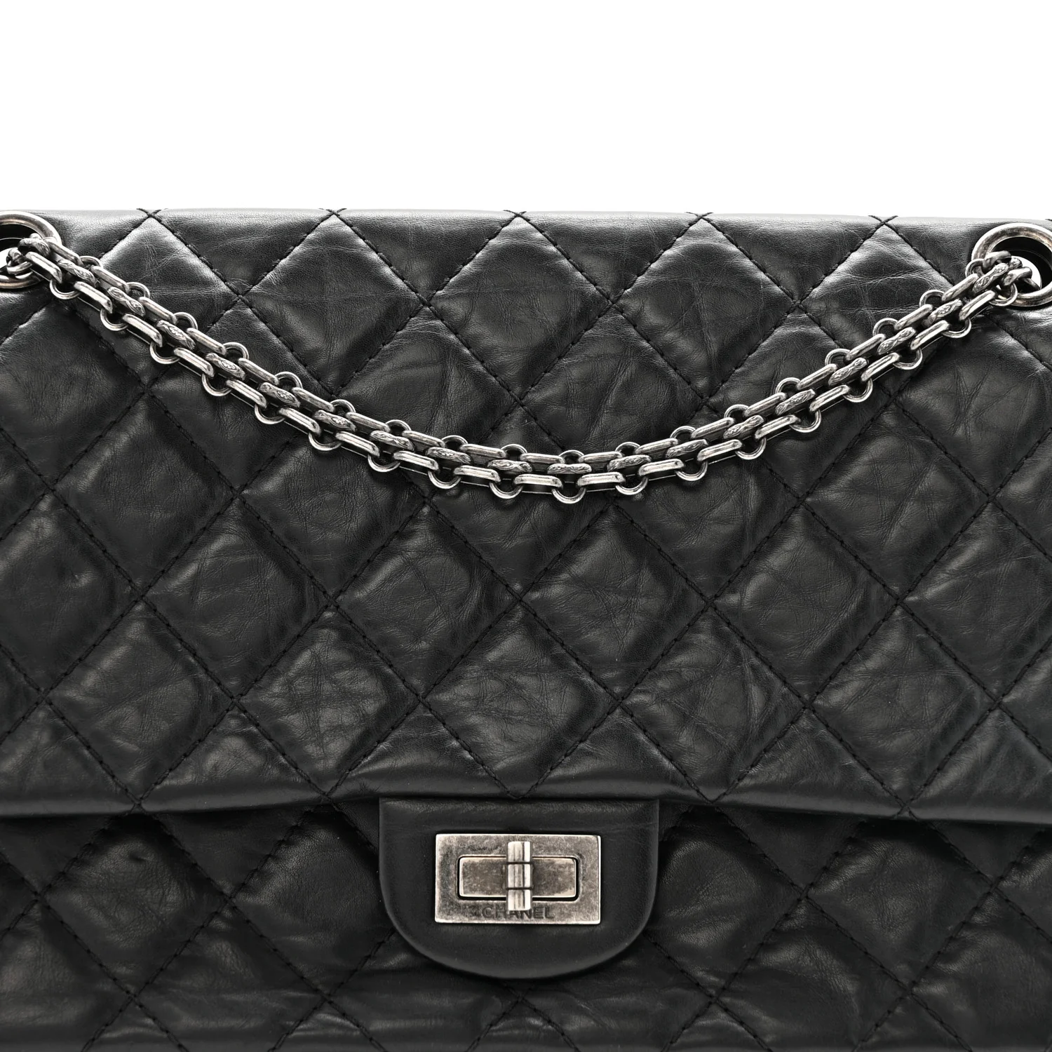 Aged Calfskin Quilted 2.55 Reissue 226 Flap Black