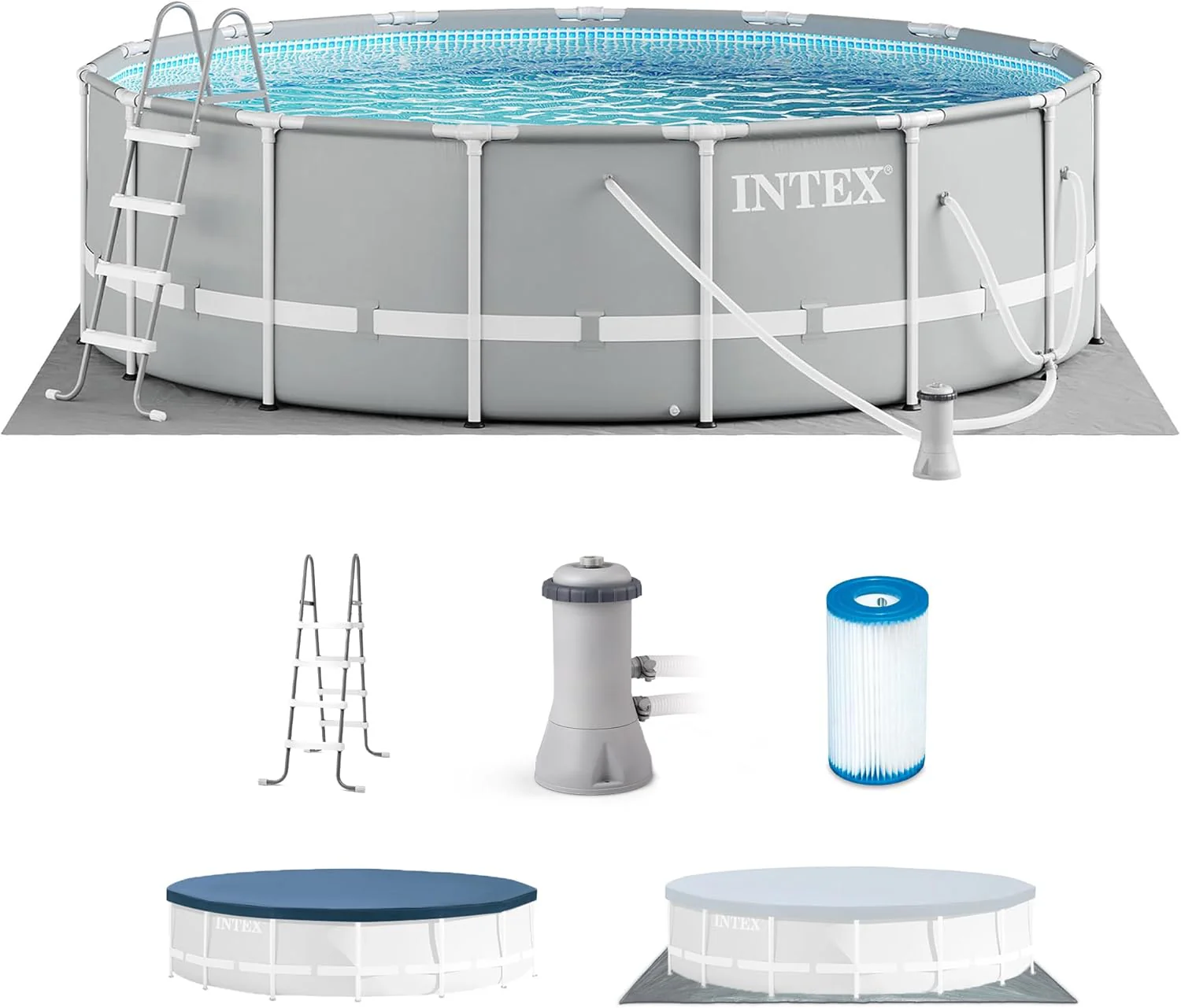 Above Ground Swimming Pool w/ Pump, Cover, & Ladder, 18' x 48
