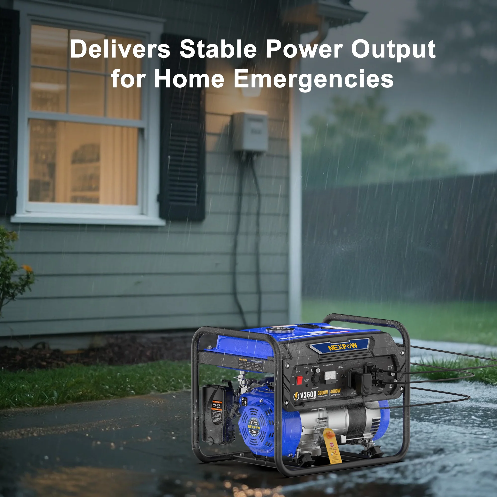 4000W Portable Generator, Gasoline Powered RV Ready Generator for Backup Home Outdoor Camping, EPA Compliant, 9H Full Load Runtime, Open Frame(4000 W) - Image 8
