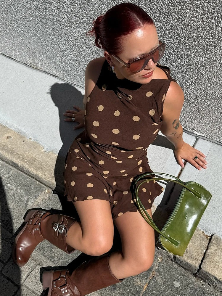 Sophie Paris | Robe asymétrique à pois sans manches