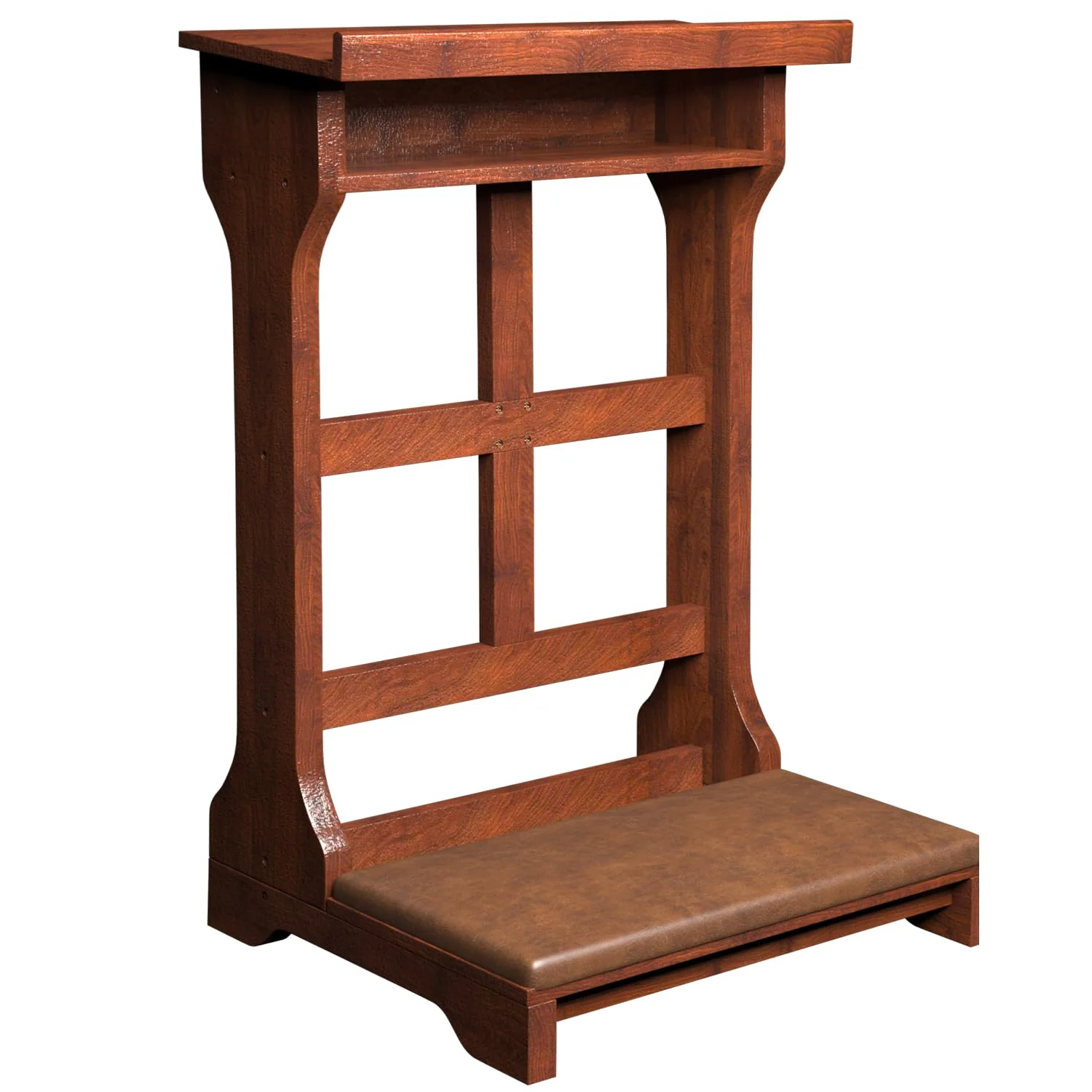 AECOJOY Acacia Wood Prayer Kneeler Bench with Storage Shelf & Soft Cushion, Comfortable Wooden Kneeling Meditation Seiza Stool for Praying
