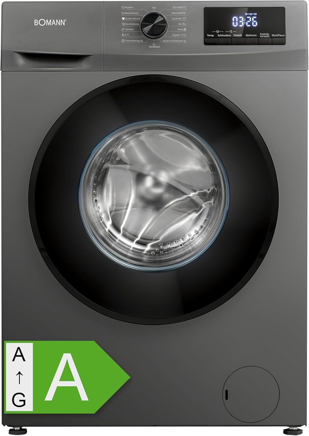 Bomann Wasmachine 7kg | maximaal 1400 tpm | 10 jaar motorgarantie | Effici?nte, stille en duurzame invertermotor | 15 programma's | Eindtijd Netnummer | LED-scherm | Wasmachine | WA 7175 wit