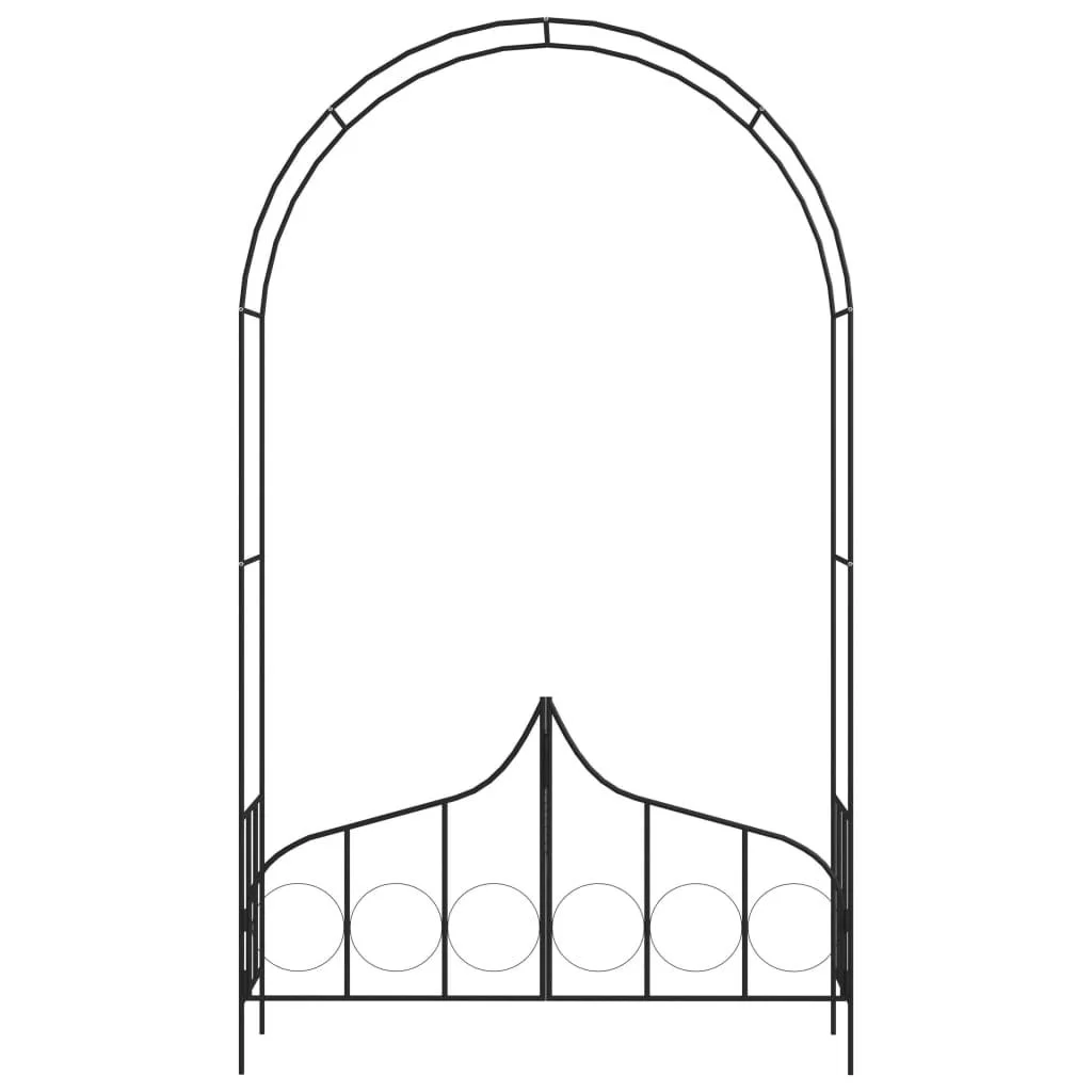 Garden Arch with Gate Black 54.3x15.7x93.7 Iron