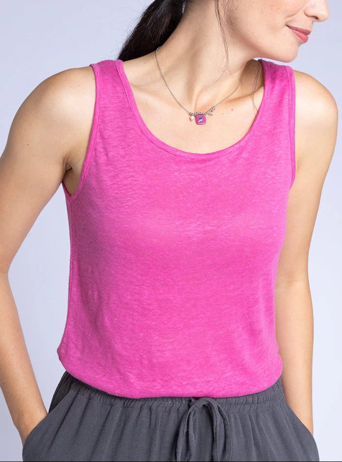 Débardeur femme en lin Rose Intense