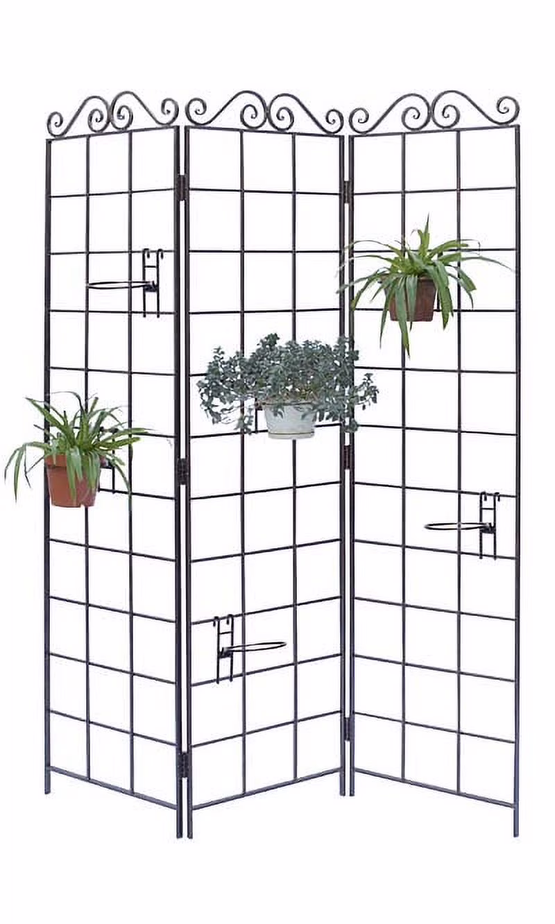 Panacea Garden Screen with Six Pot Holders, Bronze, 72