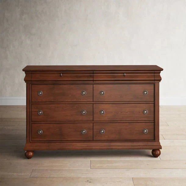 8 Drawer 64'' W Double Dresser With Mirror
