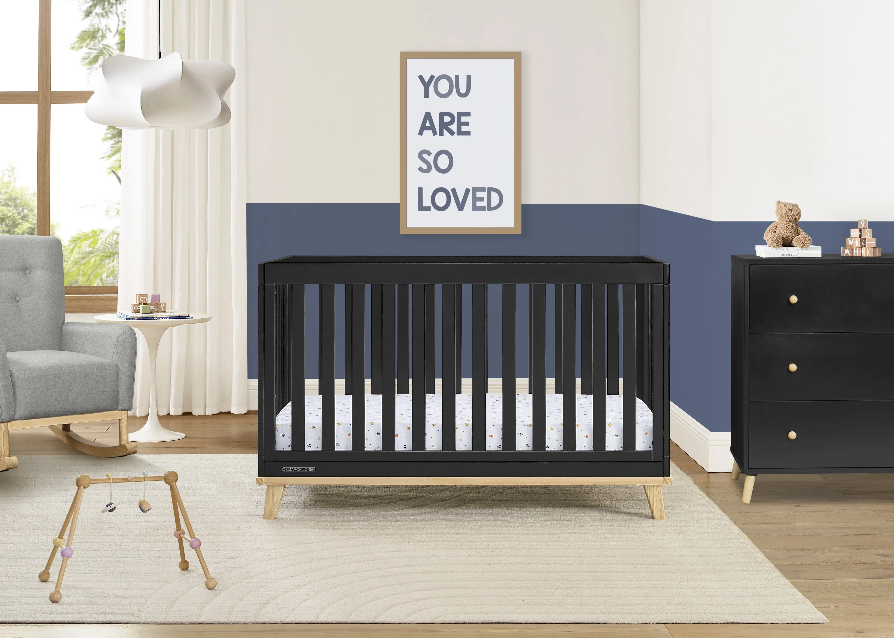 Frankie 4-in-1 Convertible Crib Greenguard Gold Certified, Black with Natural(Black with Natural) - Image 7