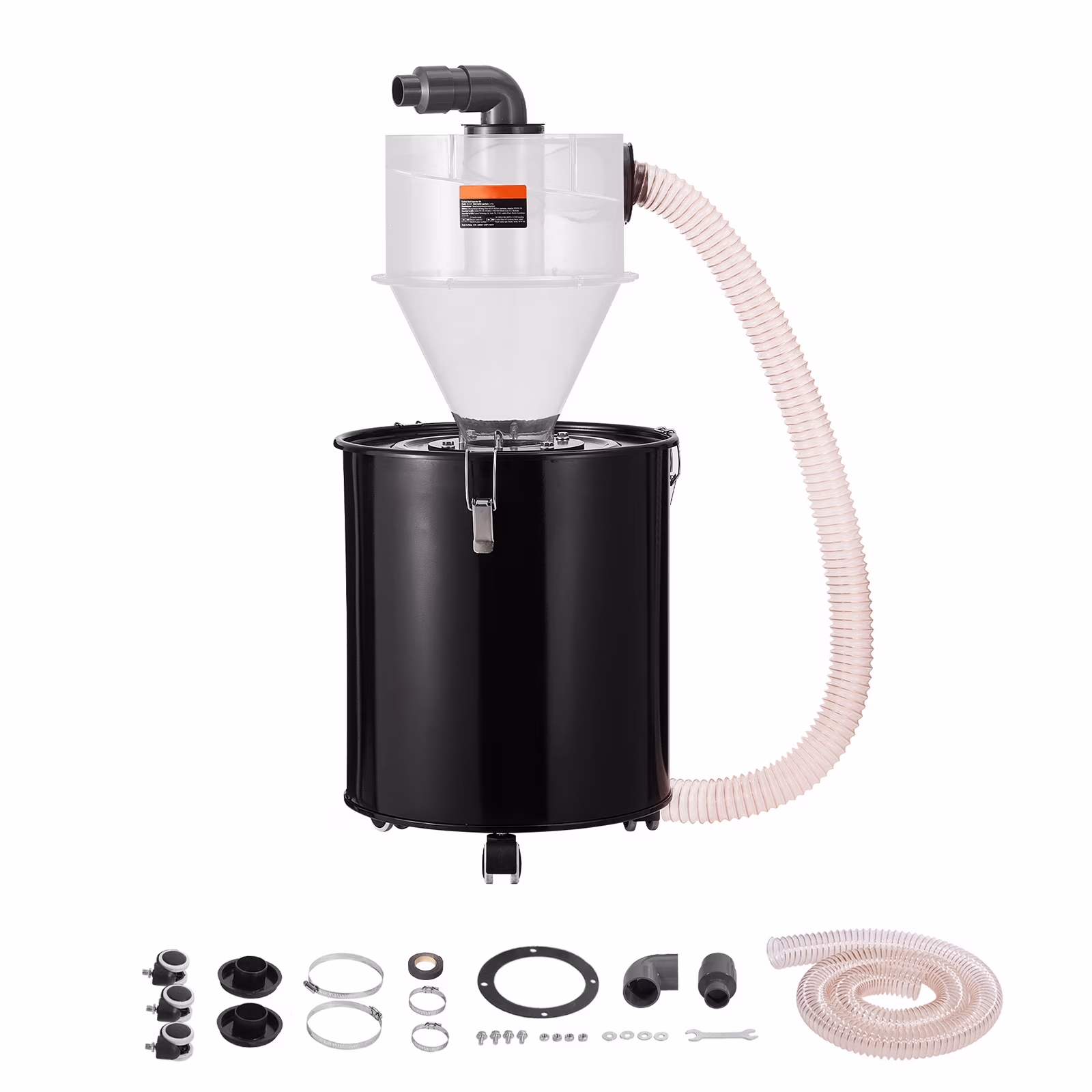 KFFKFF Dust Cyclone Kit with Steel Container, 4 Upgrade for Dust Collection Systems, ABS Dust Deputy, 2 Outer Diameter Connector & Hose for Wet/Dry Vacuums, Compatible with 13.21 Gallon Tanks