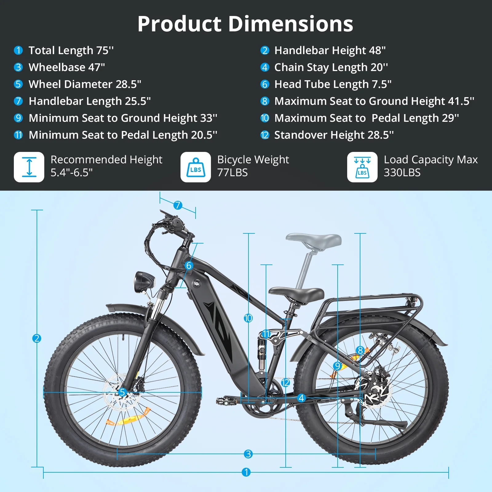 Electric Bike for Adults,1000W E Bikes for Men,26" Fat Tire Electric Bikes,48V 17.5AH Battery,28MPH,7 SpeedDual Hydraulic Disc Brakes,LCD Screen,60Miles Range,Electric Mountain Bicycle(gray with pattern) - Image 8