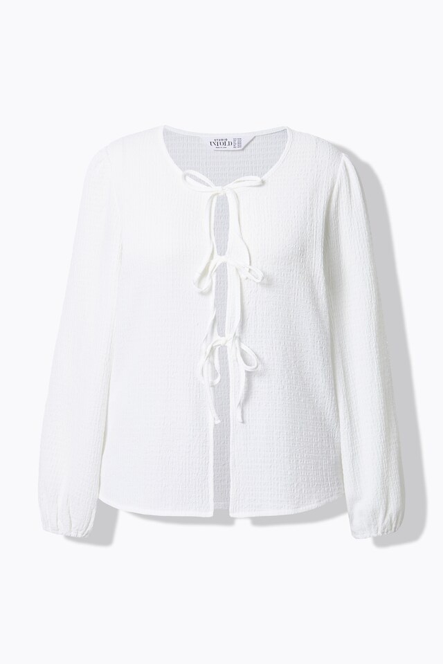 Tie Front Balloon Sleeve Blouse