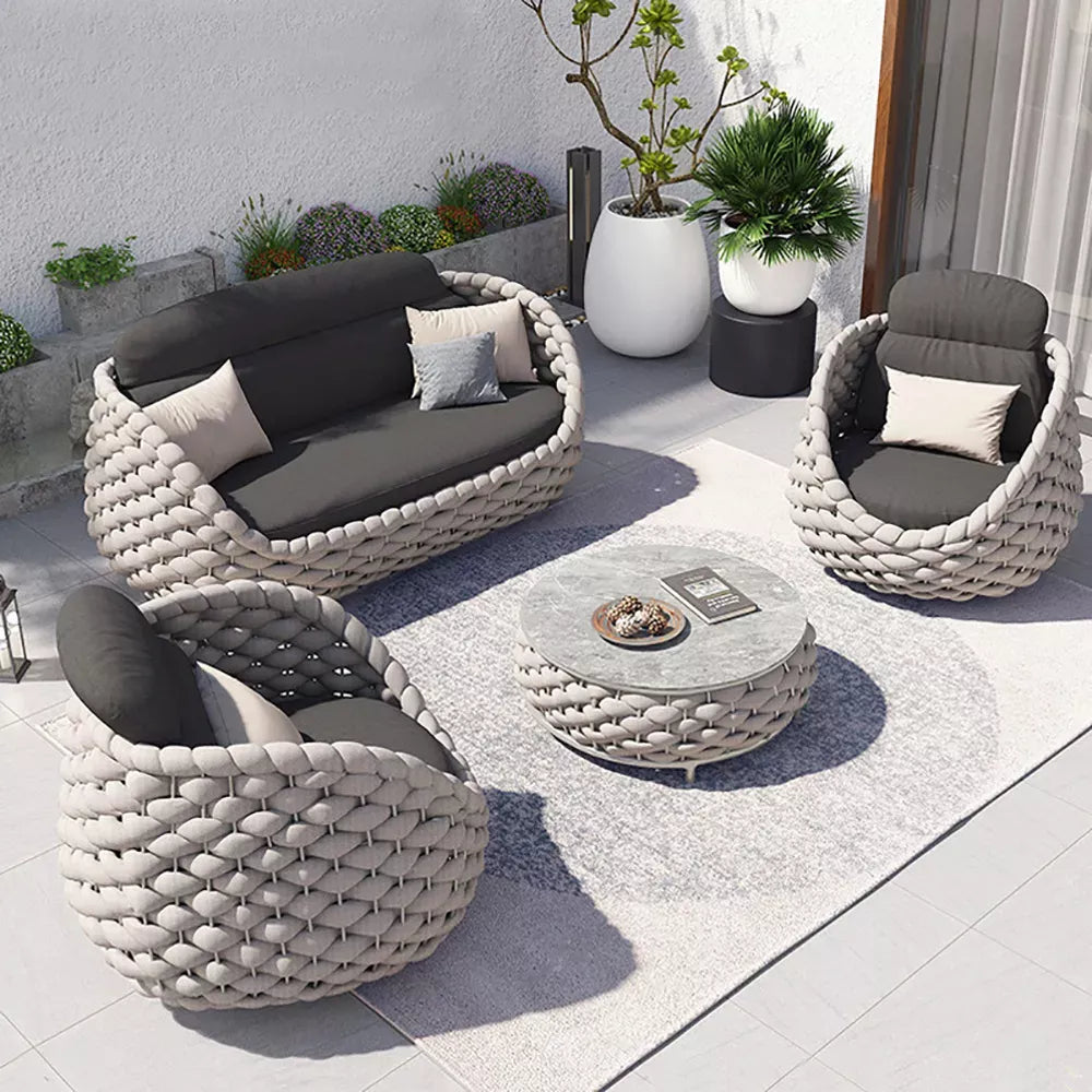 Ensemble de canapé d'angle d'extérieur avec coussin amovible