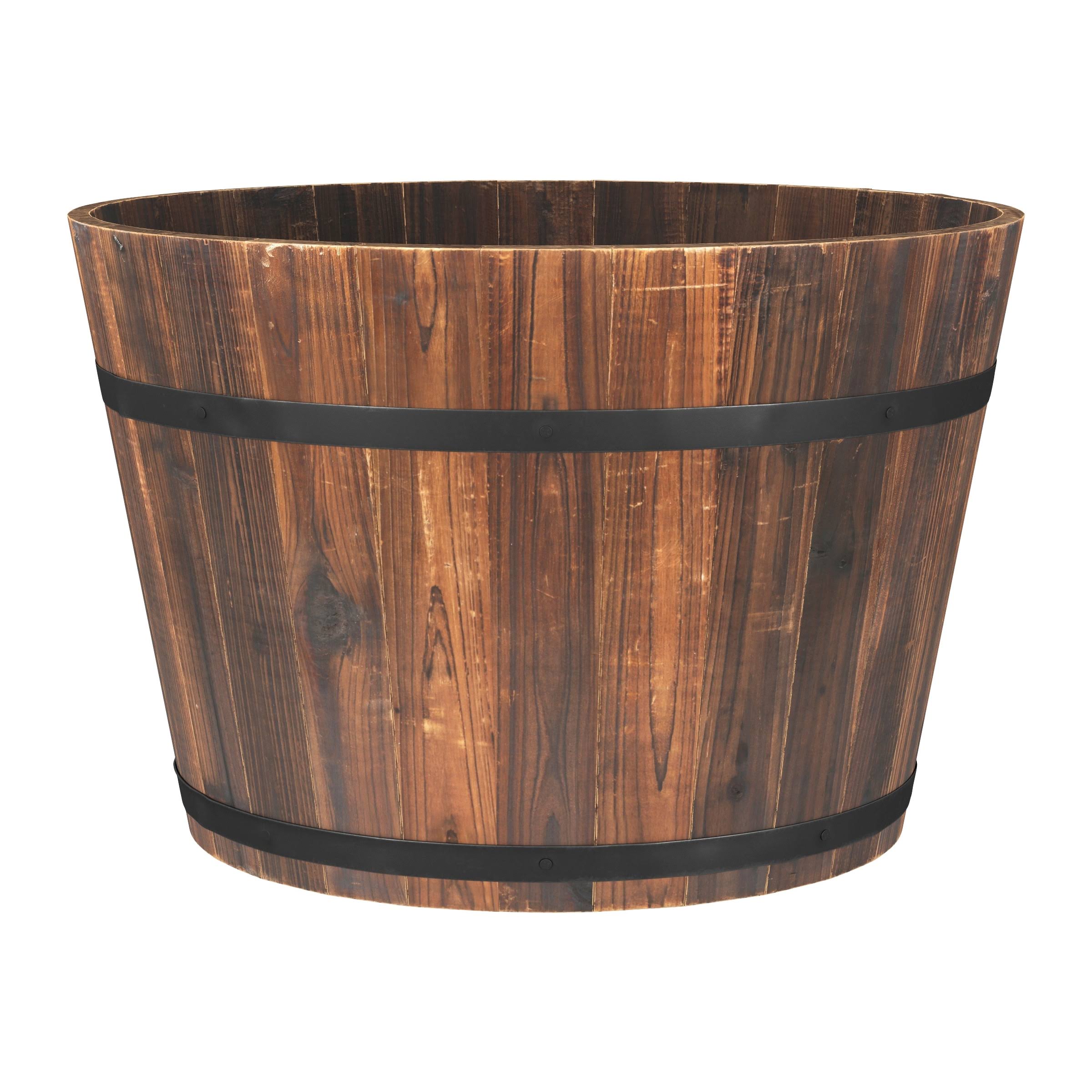 Style Selections 19.69-in W x 12.99-in H Black Wood Traditional Indoor/Outdoor Barrel | B3028A