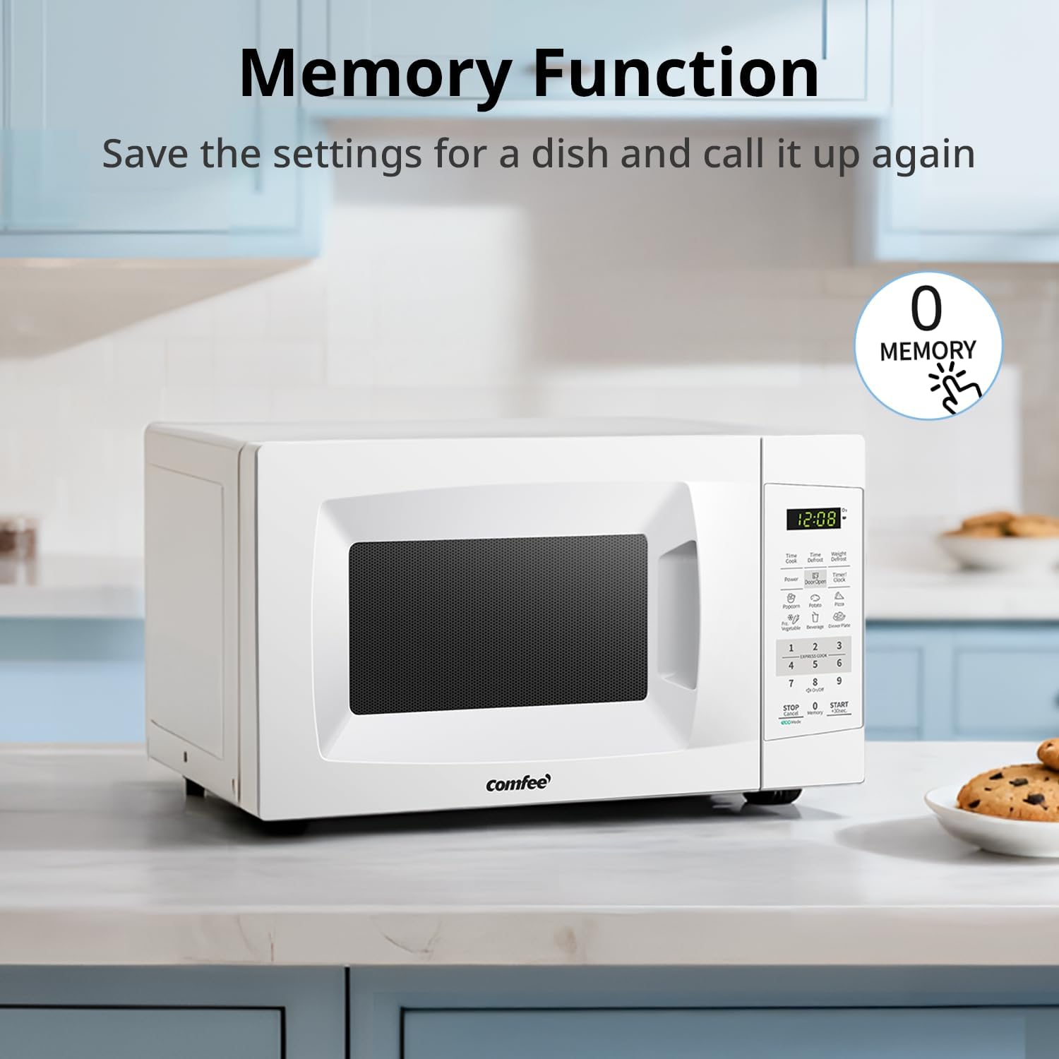 COMFEE' Countertop Microwave Oven, 0.7 Cu.Ft, 700W, Pearl White, ECO Mode