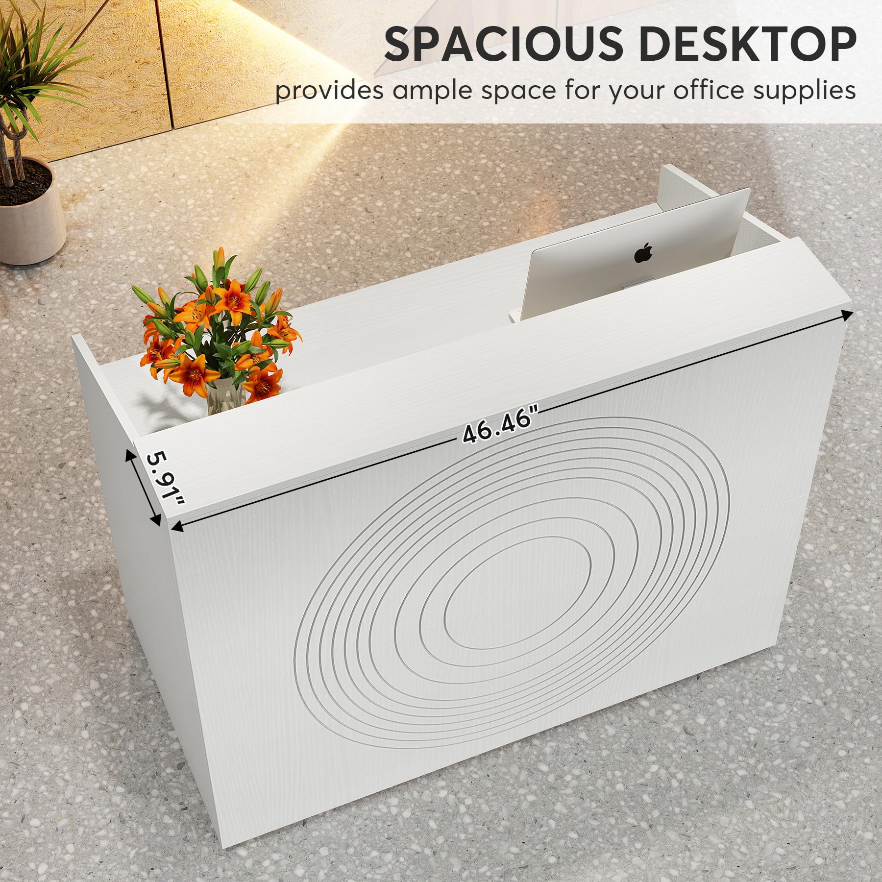 Tribesigns 47 Inch Reception Desk with Counter