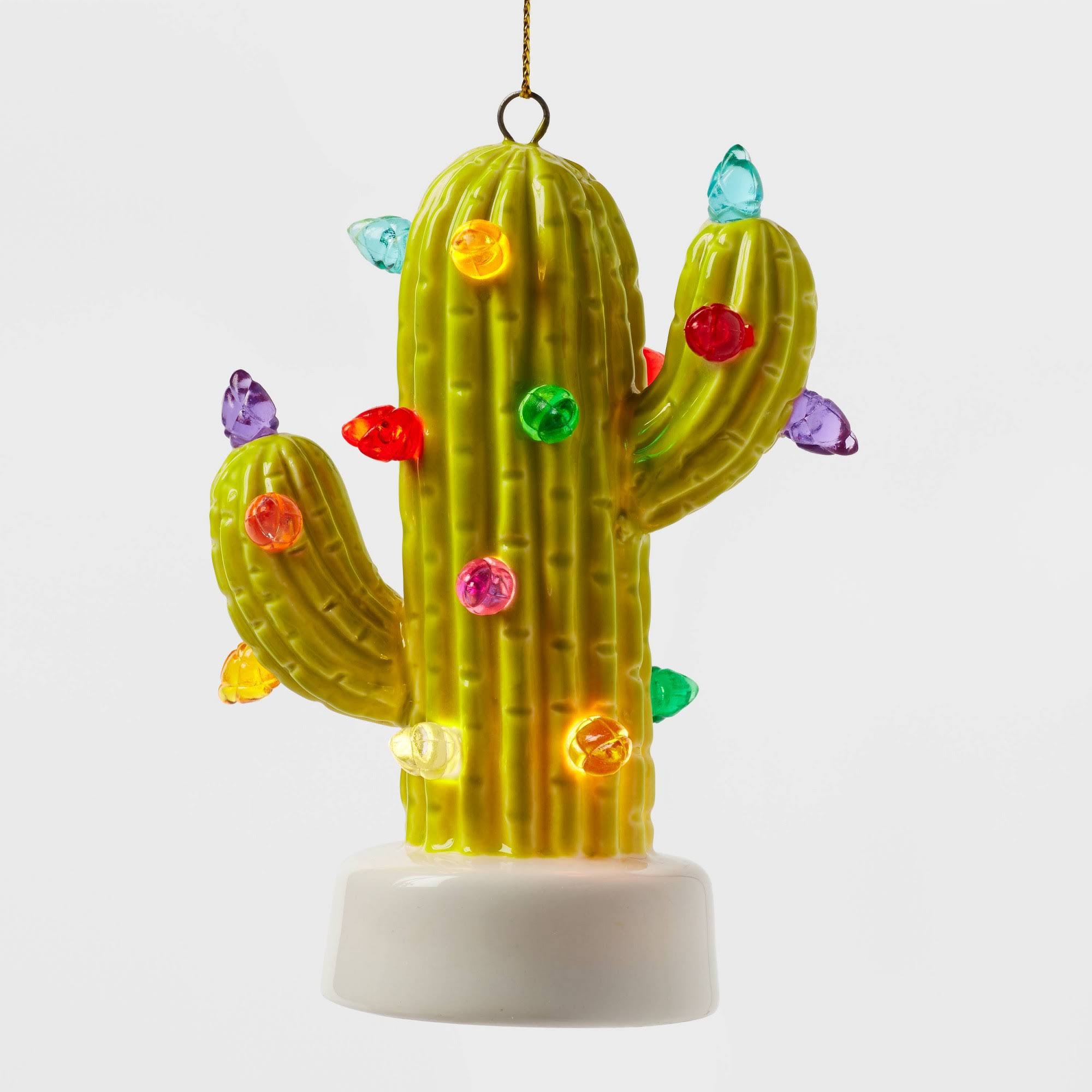 Wondershop Battery Operated Lit Ceramic Cactus Green Christmas Tree Ornament | Target