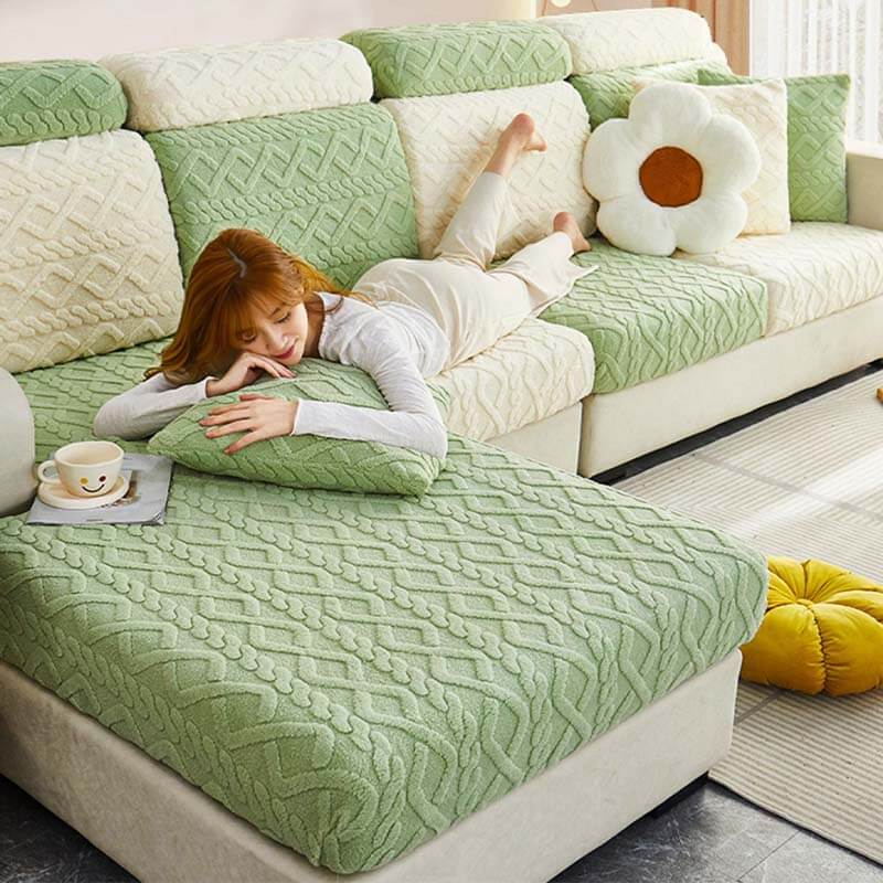 Full Wrap Soft Fleece Stretch Sectional Couch Cover