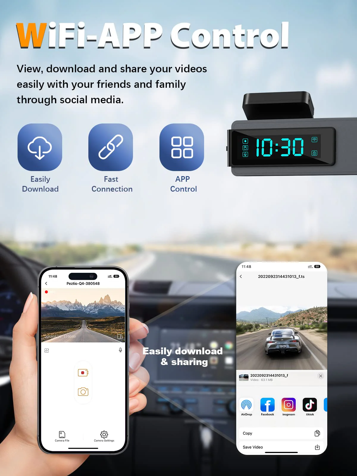 ARIFAYZ Dash Cam Front and Rear 2K+1080P with 64GB SD Card