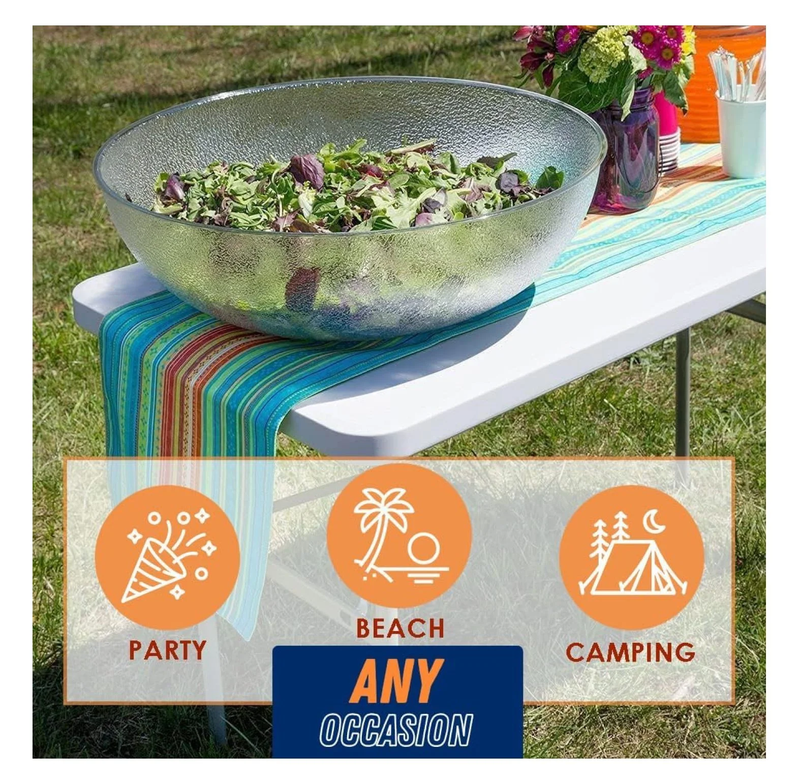 8FT Folding Table Indoor Outdoor Heavy Duty Portable Folding Plastic Dining Table w/Handle, Lock for Picnic, Party, Camping White (4ft, 6ft, 8ft) (8ft) - Image 5