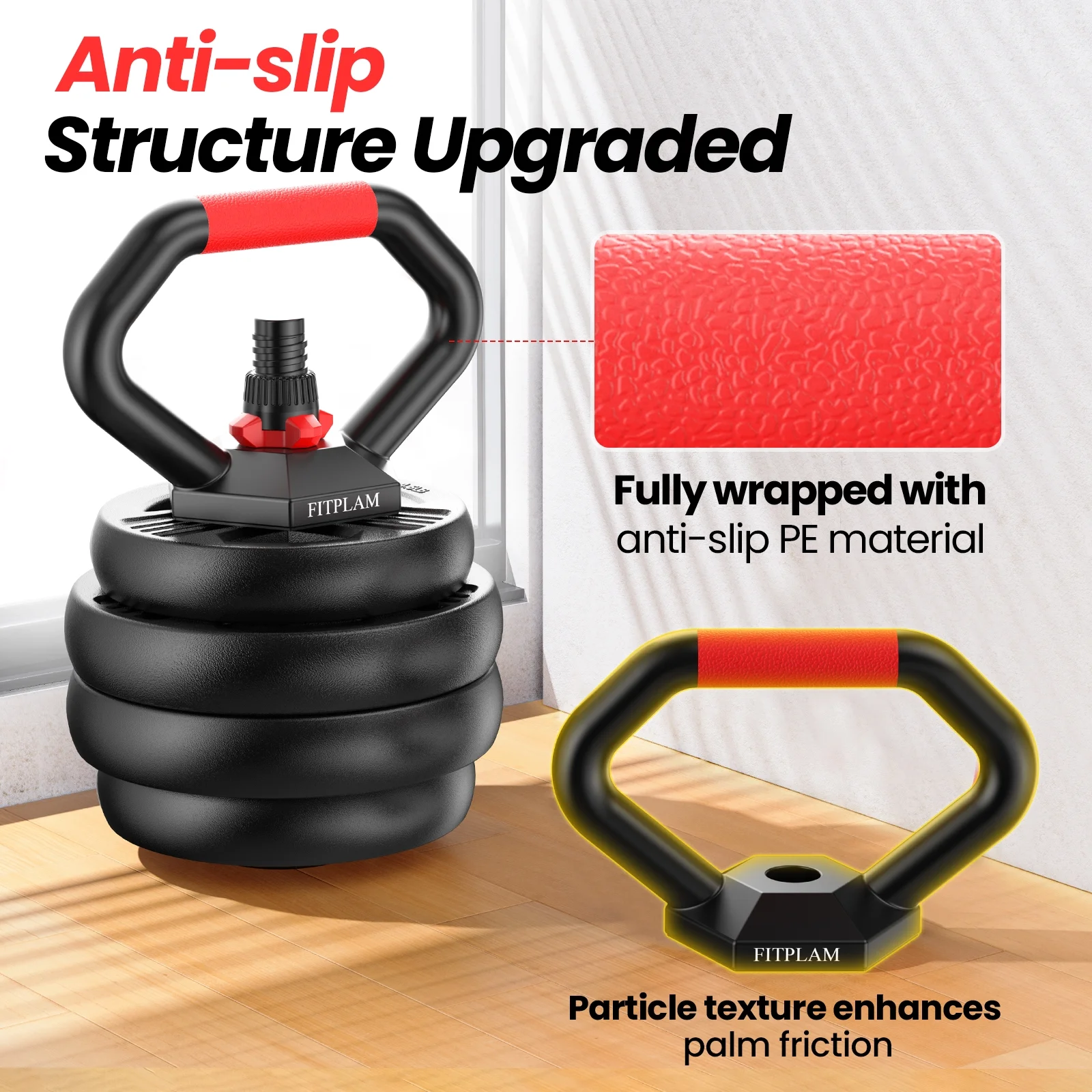 90lbs Free Weight Set with Connector, 6 in1 Dumbbells Set Used as Barbell, Kettlebells, Push up Stand, Fitness Exercises for Home Gym Suitable Men/Women(90 lb) - Image 4