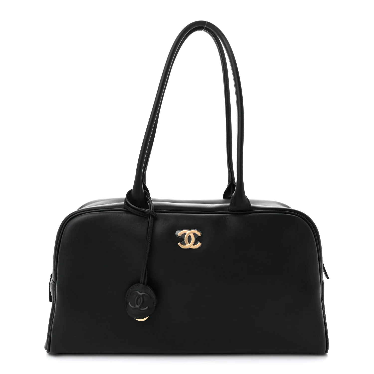 Calfskin Large Perfect Bowling Bag Black