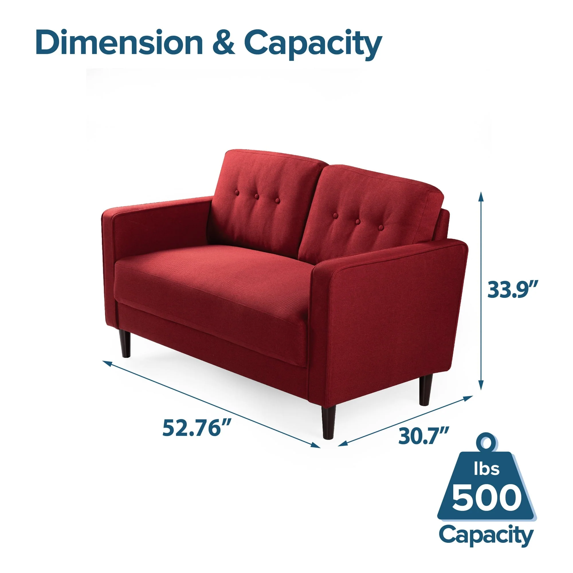Mikhail 2 Seater Loveseat, Ruby Red Image 5
