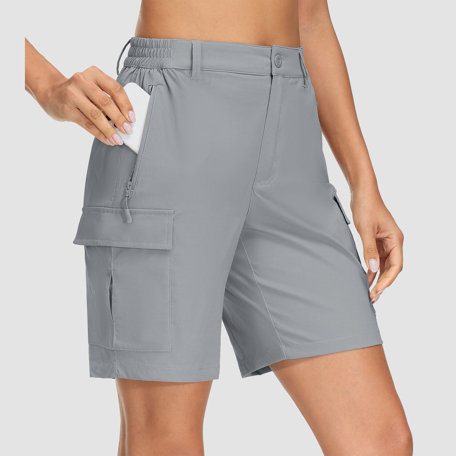 Short de randonnée cargo pour femme, séchage rapide, 5 poches, tissu ripstop résistant à l'eau
