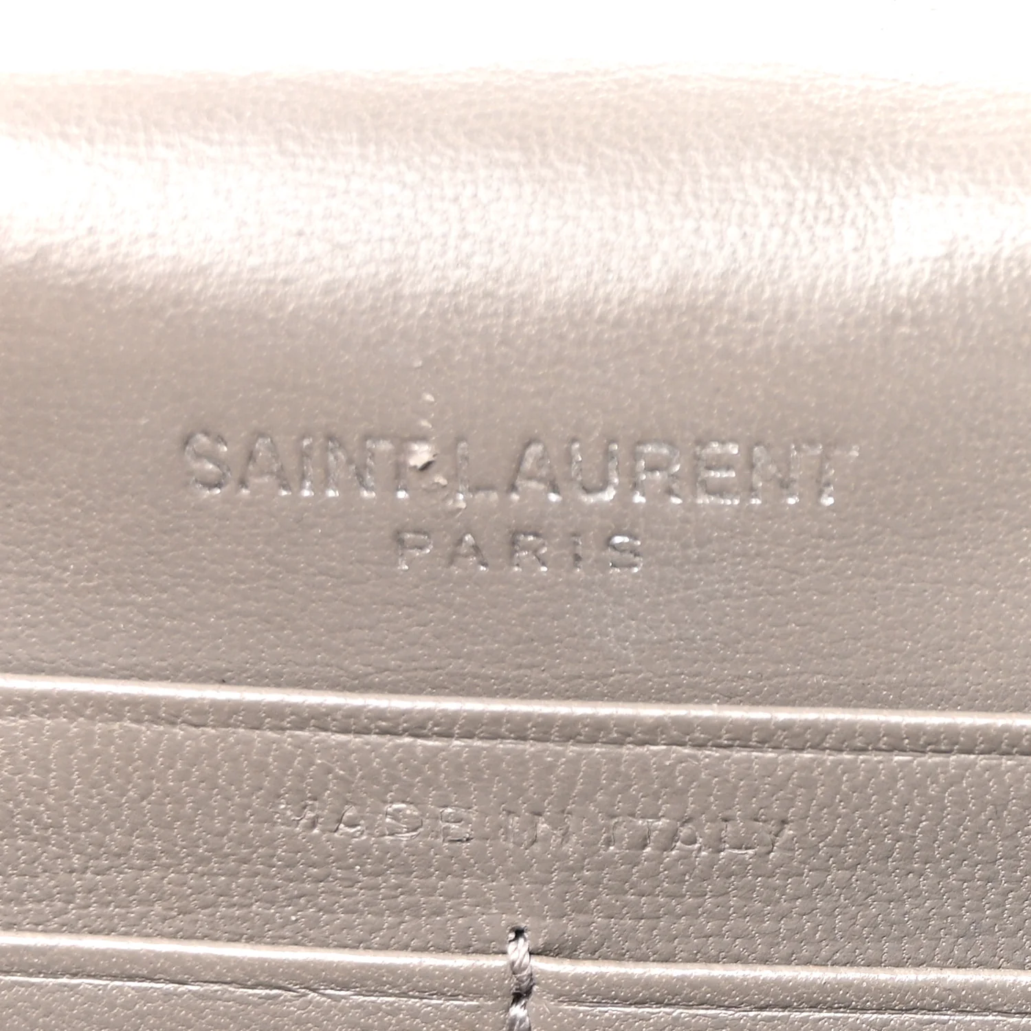 Calfskin Crocodile Embossed Kate Monogram Tassel Chain Wallet Fog