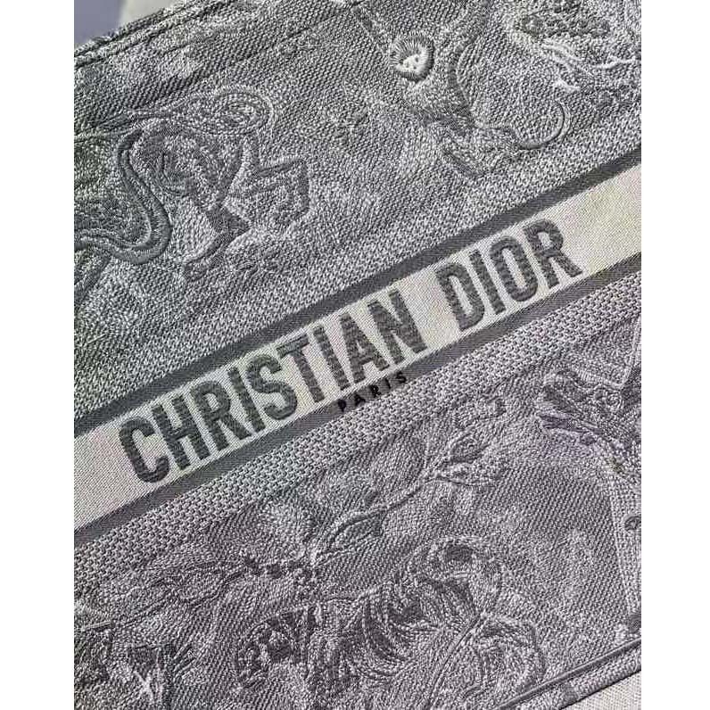 CD Unisex CD Large CD Book Tote Gray Toile De Jouy Embroidery