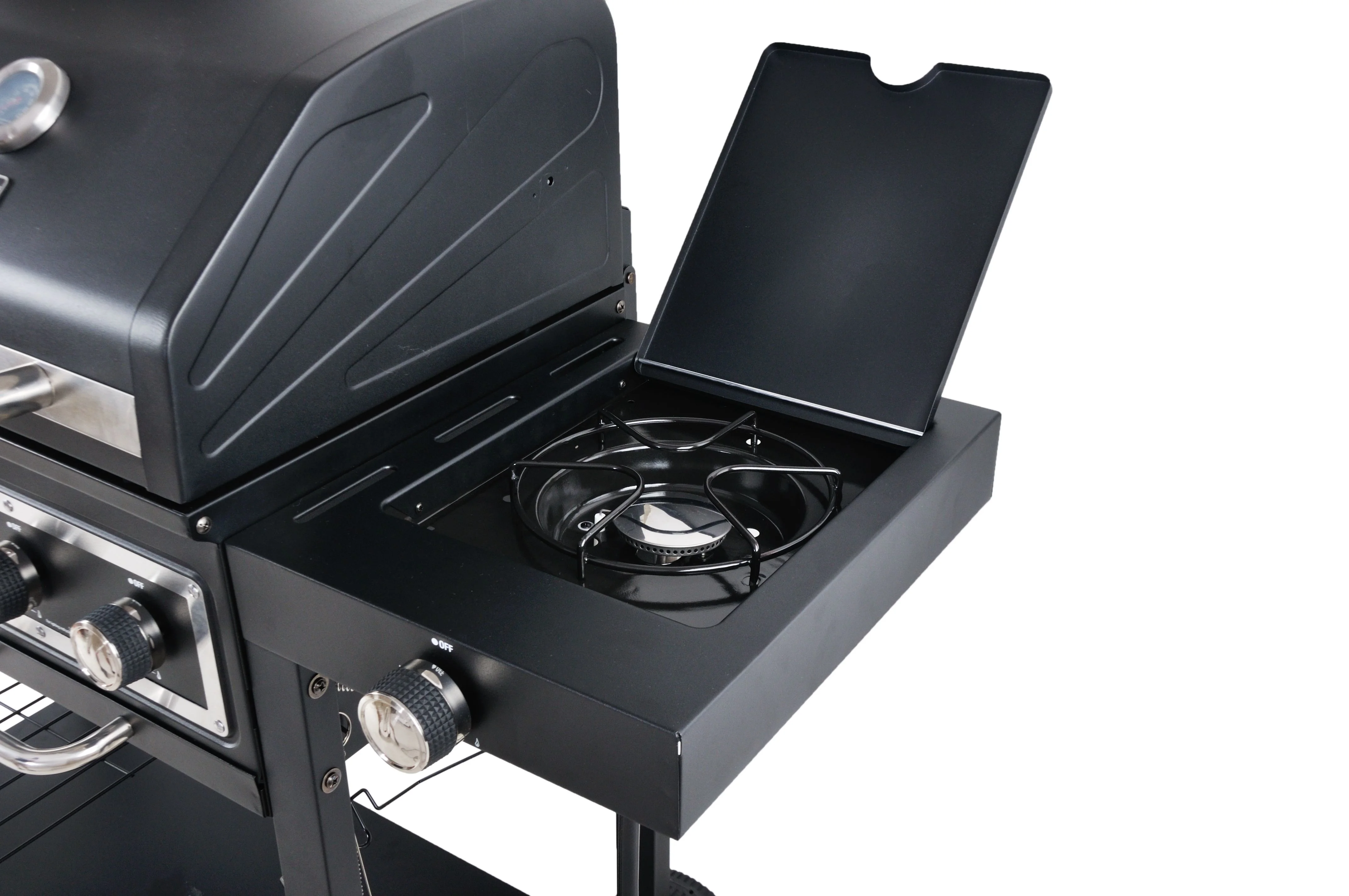 Dual Fuel Gas Charcoal Combo Grill, Black with Stainless - Image 10