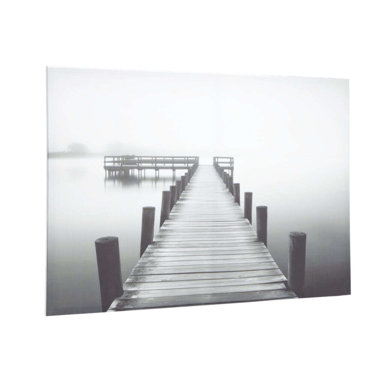 Toile imprimée pont bois noir et blanc 70x100cm