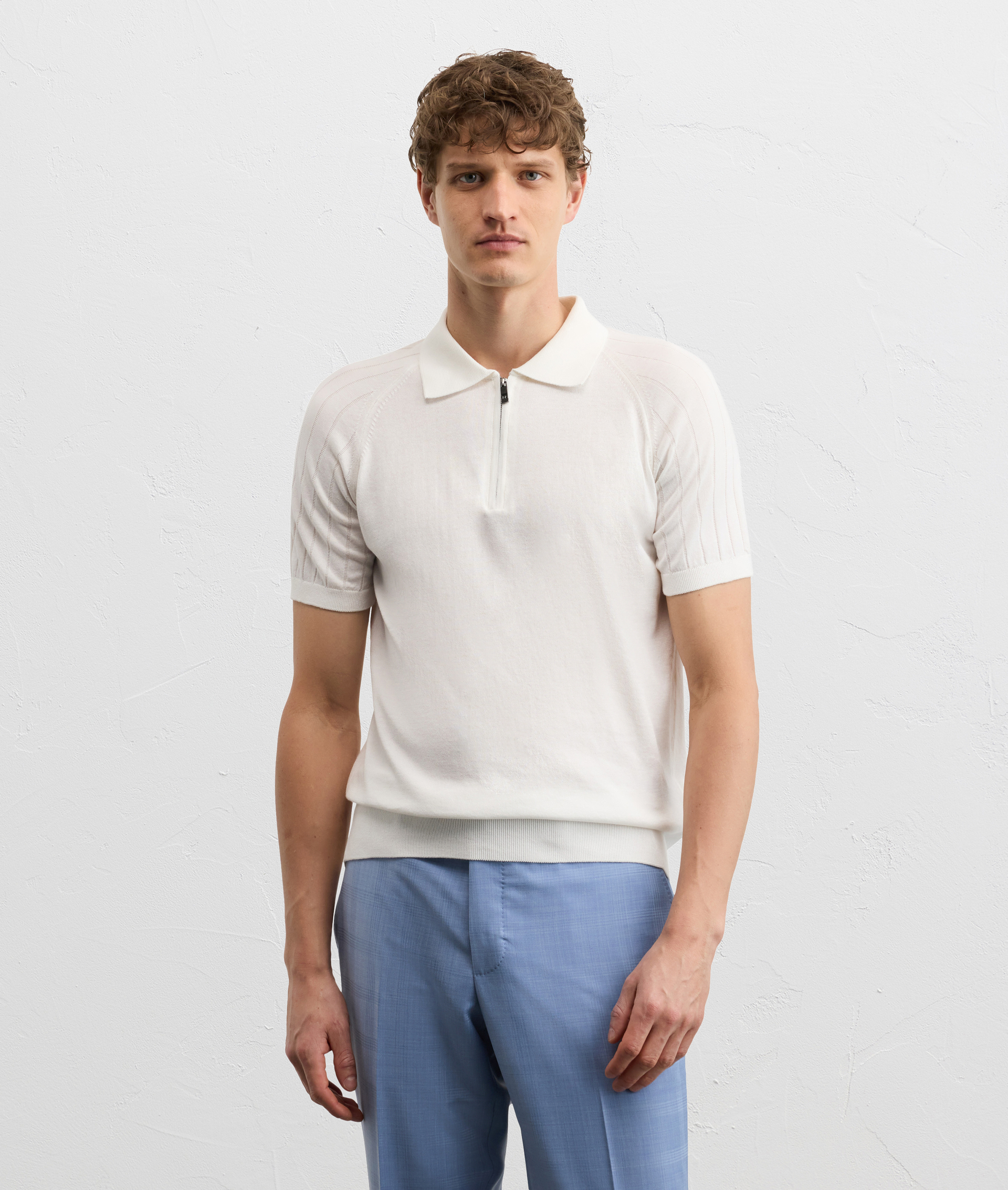 WHITE COTTON RAGLAN SHORT SLEEVED POLO SHIRT