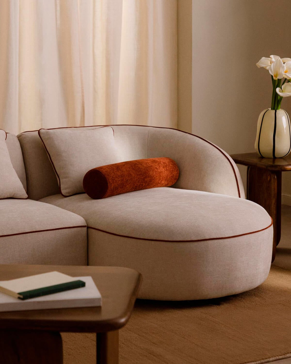 Ilham - Módulo Chaise Longue Derecho de Tela para Sofá Ilham