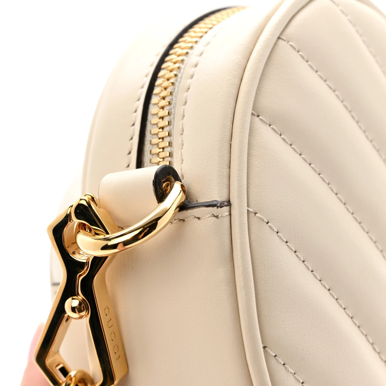 Calfskin Matelasse Diagonal Mini Interlocking G Heart Shoulder Bag Mystic White