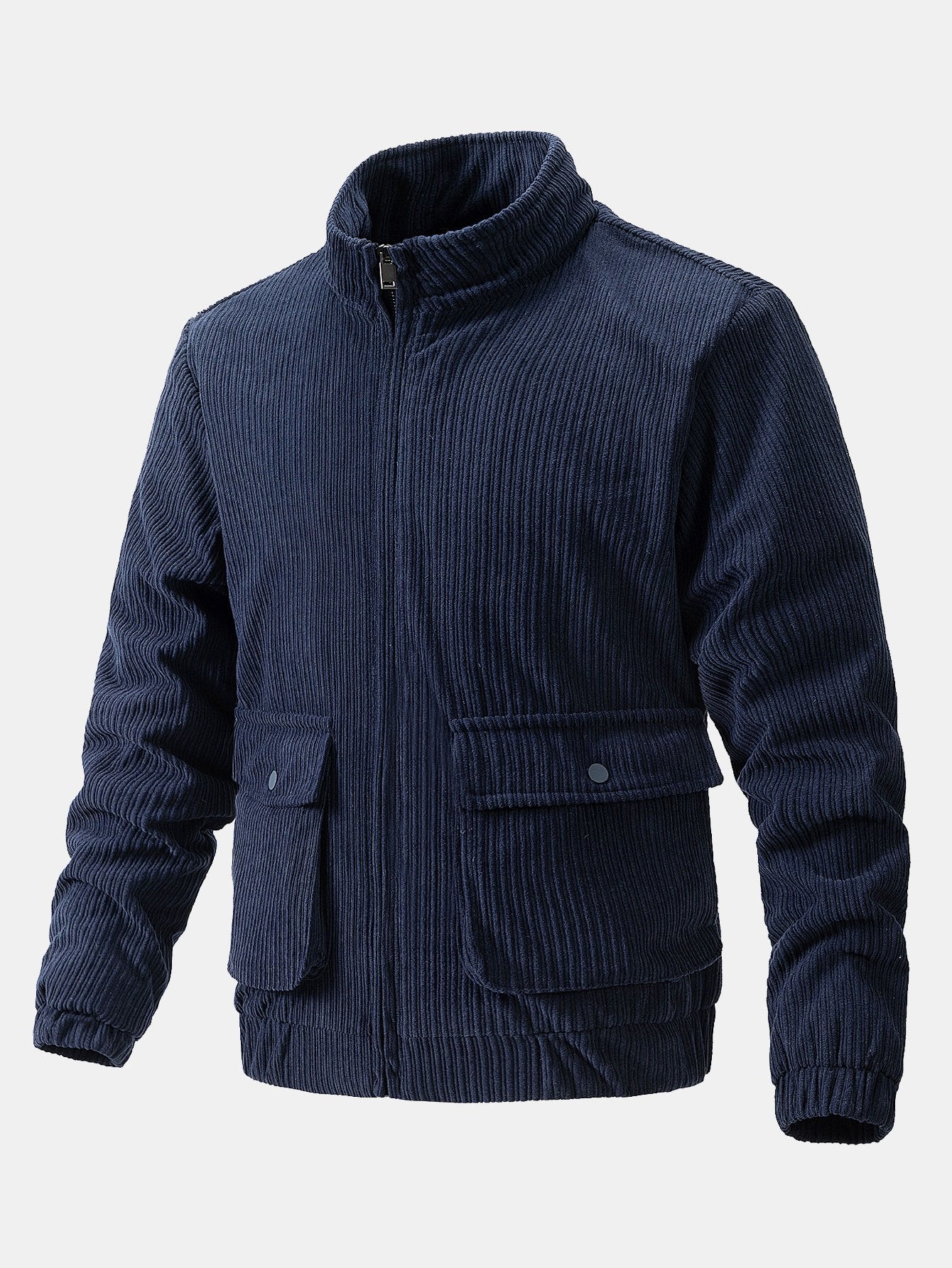 Veste en velours côtelé à col montant et fermeture éclair