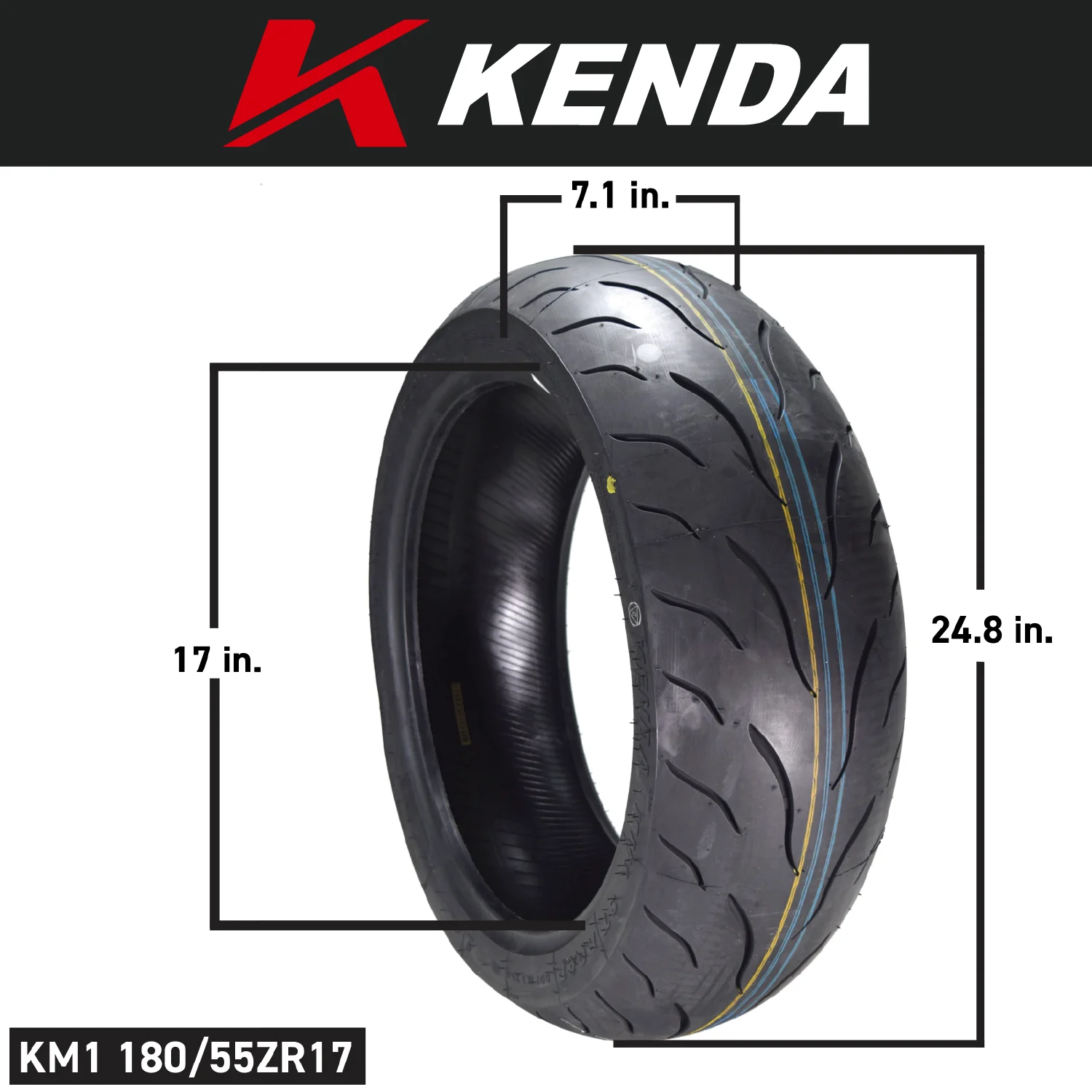 KM1 Sport Touring Rear Tire 180/55ZR17 73W TL 180/55-17 w/ Keychain - Image 5
